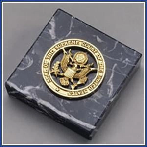 3x 3 Black Marble Supreme Court Seal Paperweight