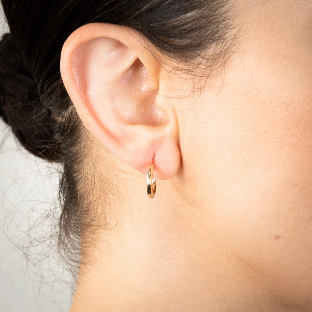 9ct White And Yellow Gold Two Tone 12mm Sleeper Earrings