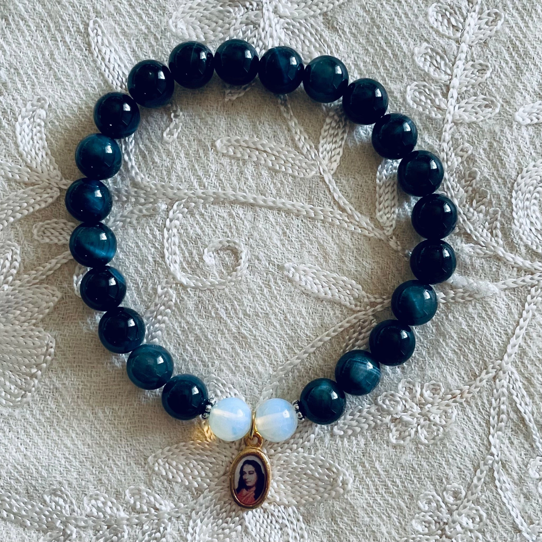 Blue Tiger's Eye Guru Charm Bracelet