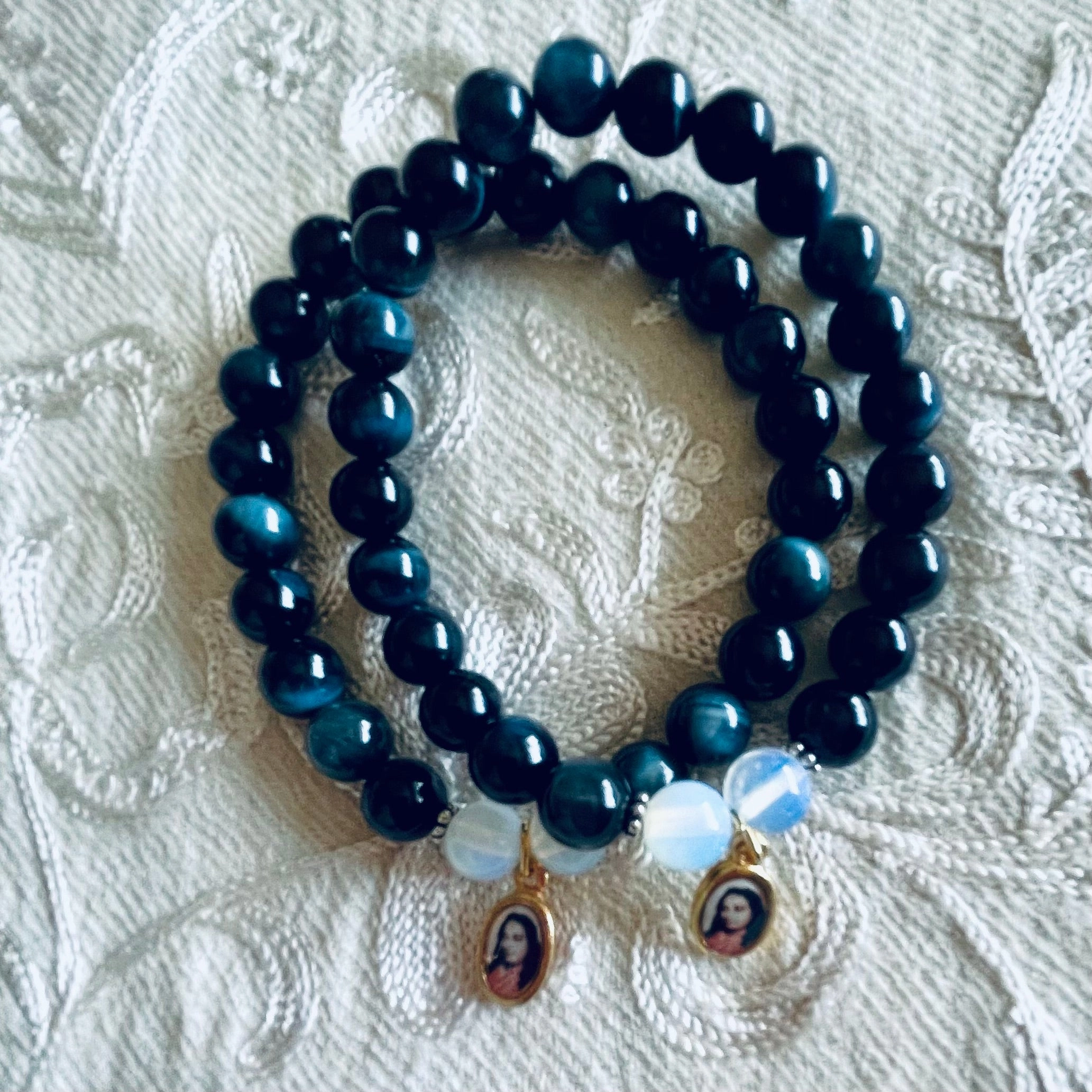 Blue Tiger's Eye Guru Charm Bracelet