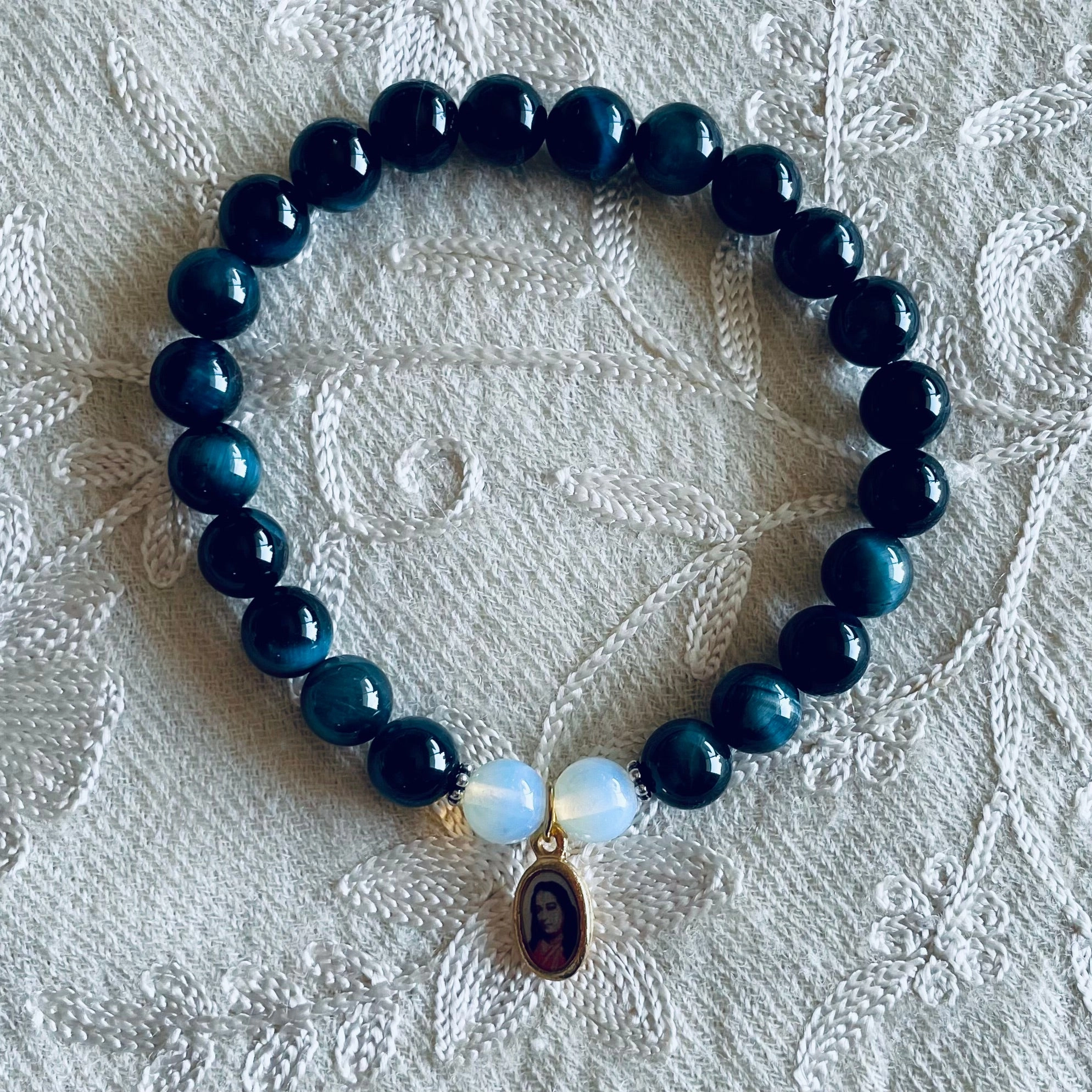 Blue Tiger's Eye Guru Charm Bracelet