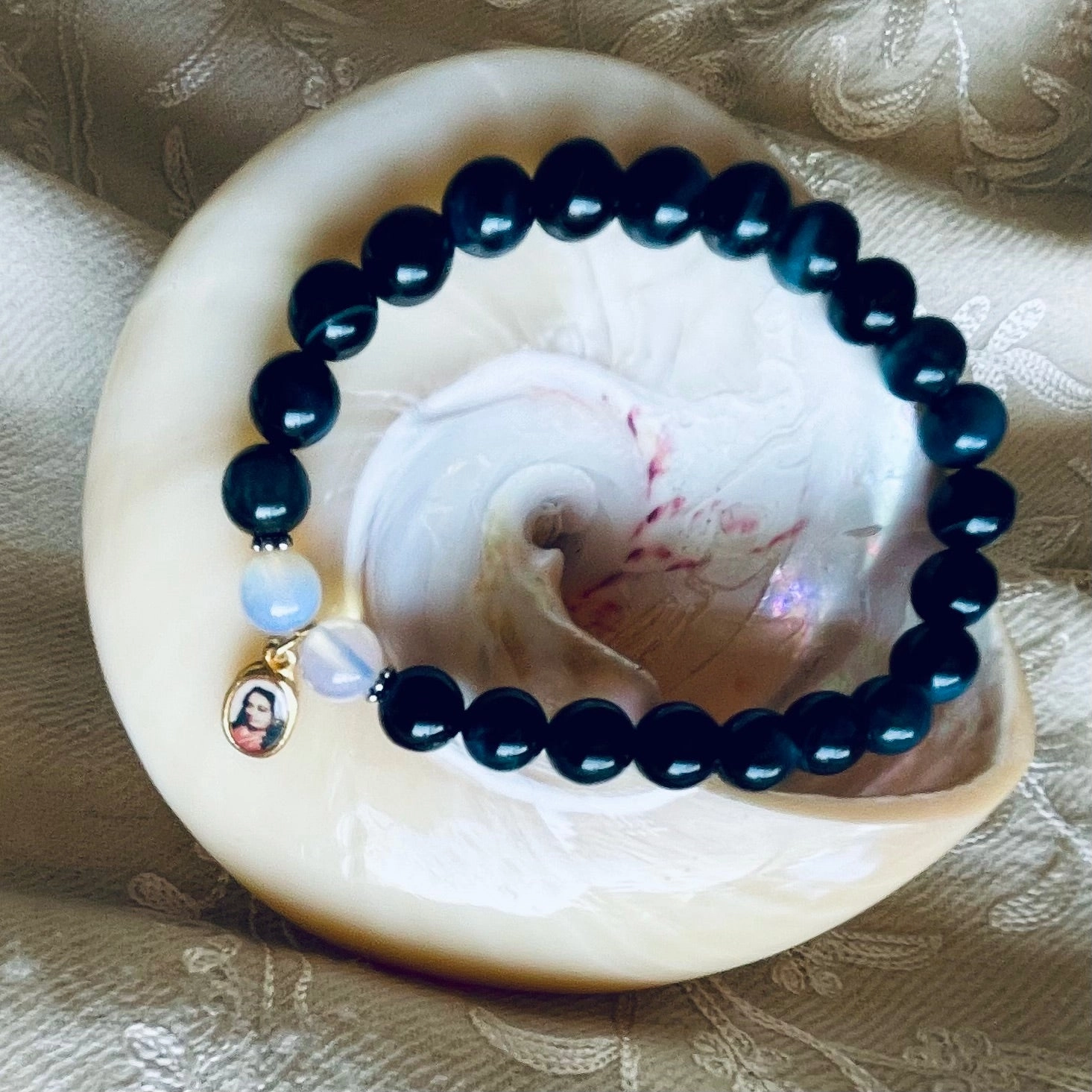 Blue Tiger's Eye Guru Charm Bracelet