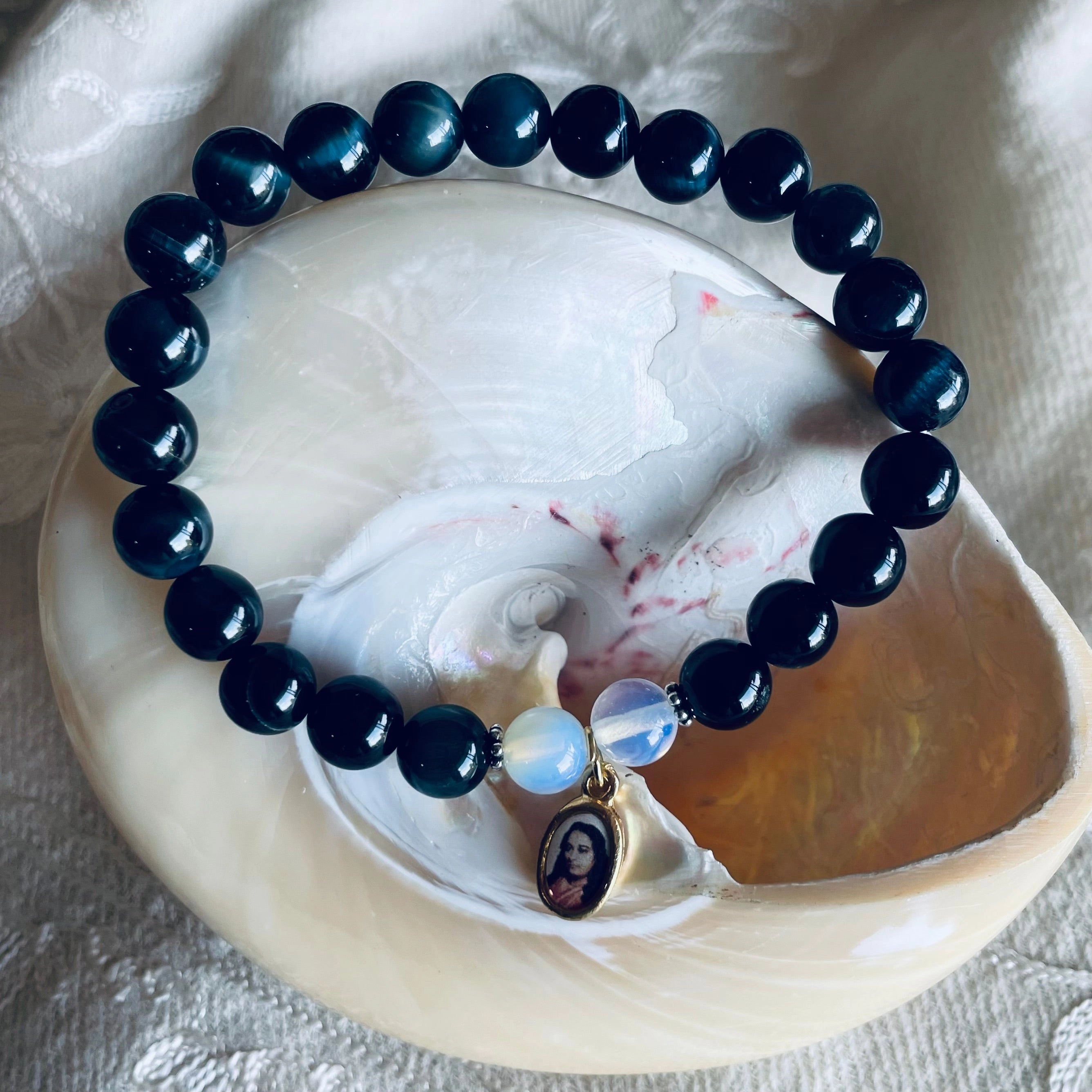 Blue Tiger's Eye Guru Charm Bracelet