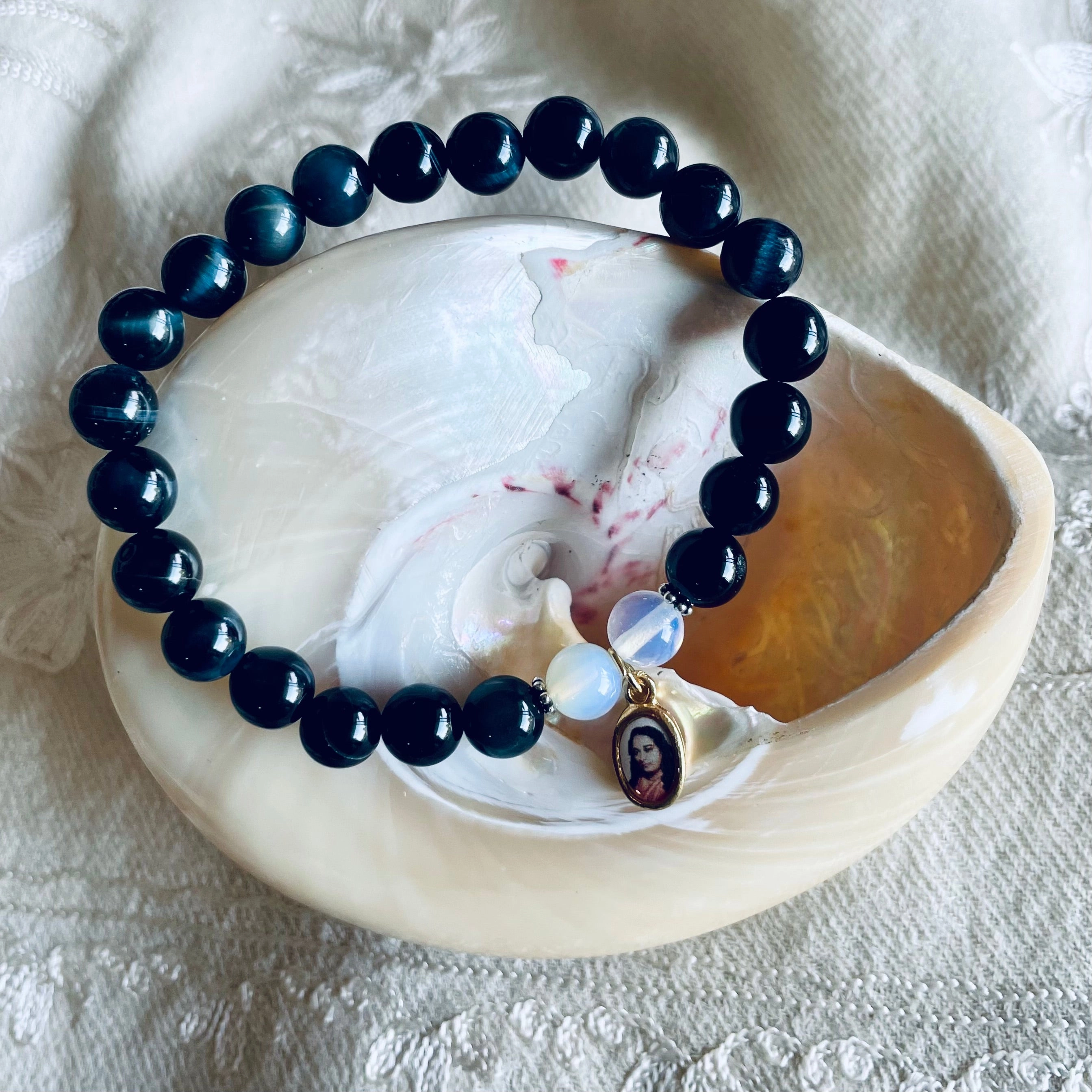 Blue Tiger's Eye Guru Charm Bracelet