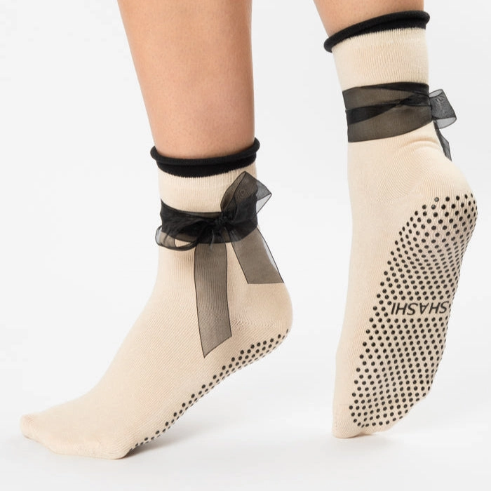 Bow Crew Grip Sock - (Barre / Pilates)
