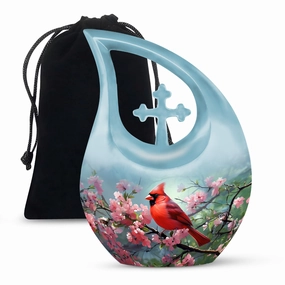 Cardinal Bird Urn, Small Keepsake Cremation Urn For Human Ashes