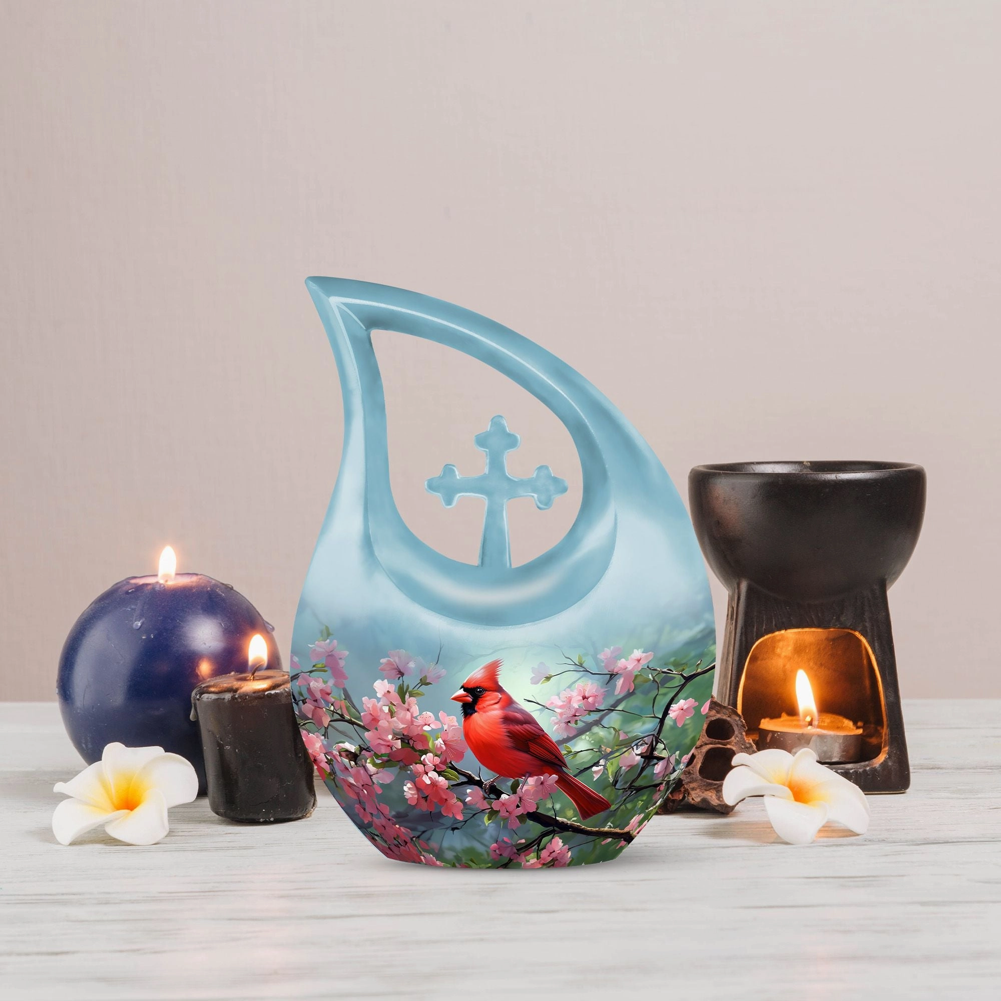 Cardinal Bird Urn, Small Keepsake Cremation Urn For Human Ashes