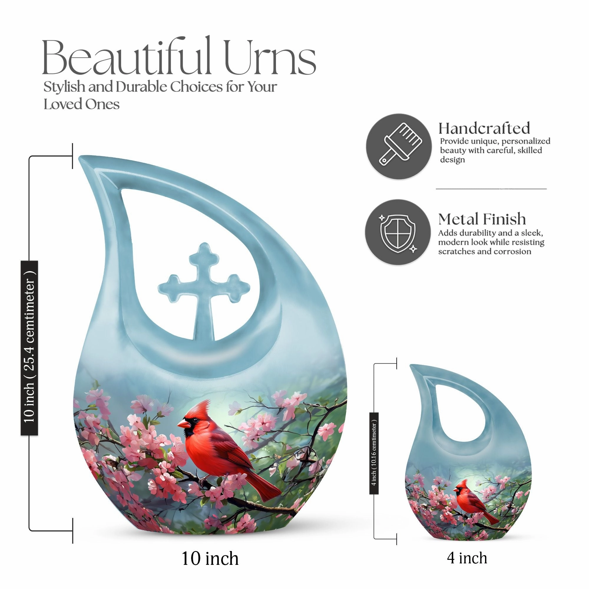 Cardinal Bird Urn, Small Keepsake Cremation Urn For Human Ashes