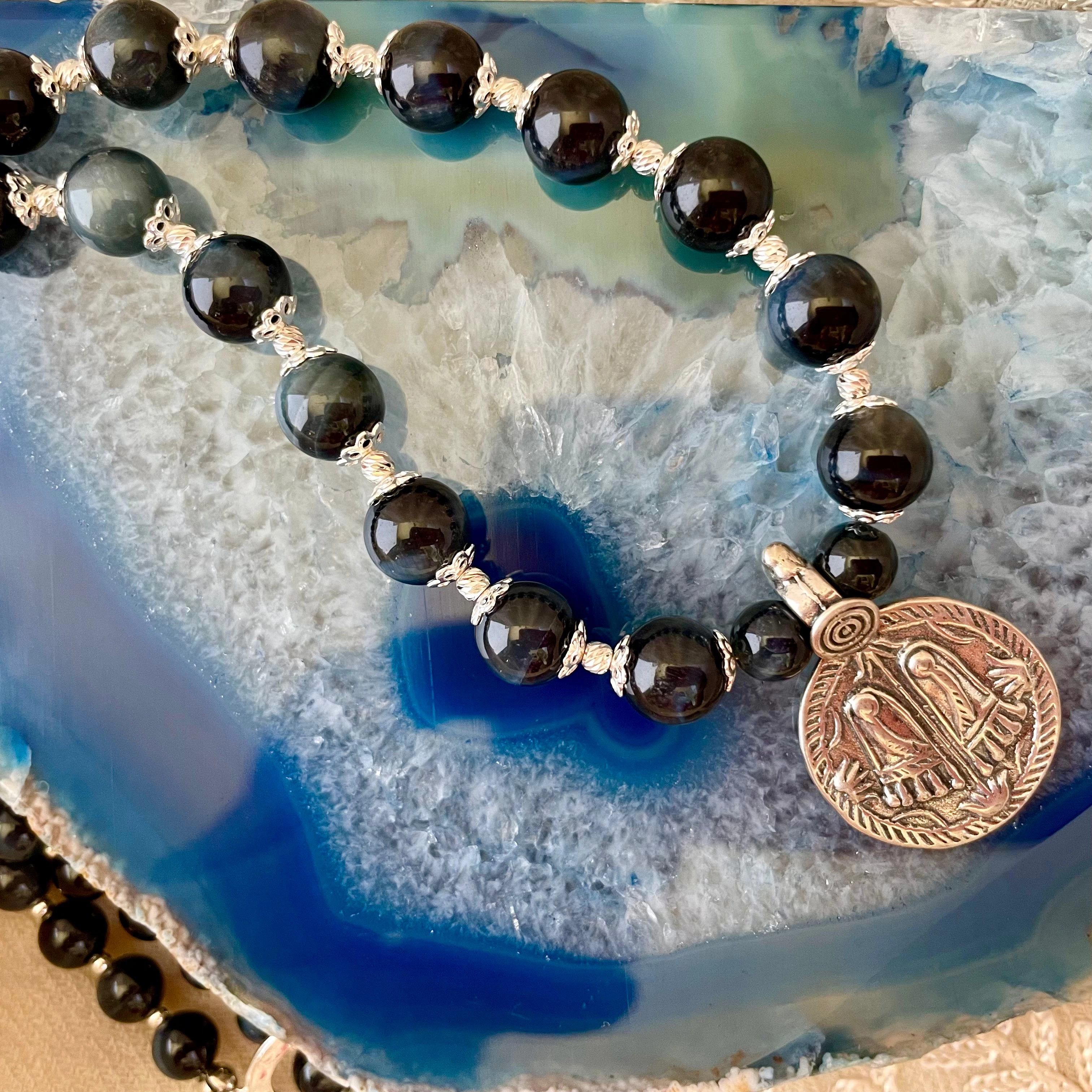 Charanam Blue Tiger's Eye Necklace