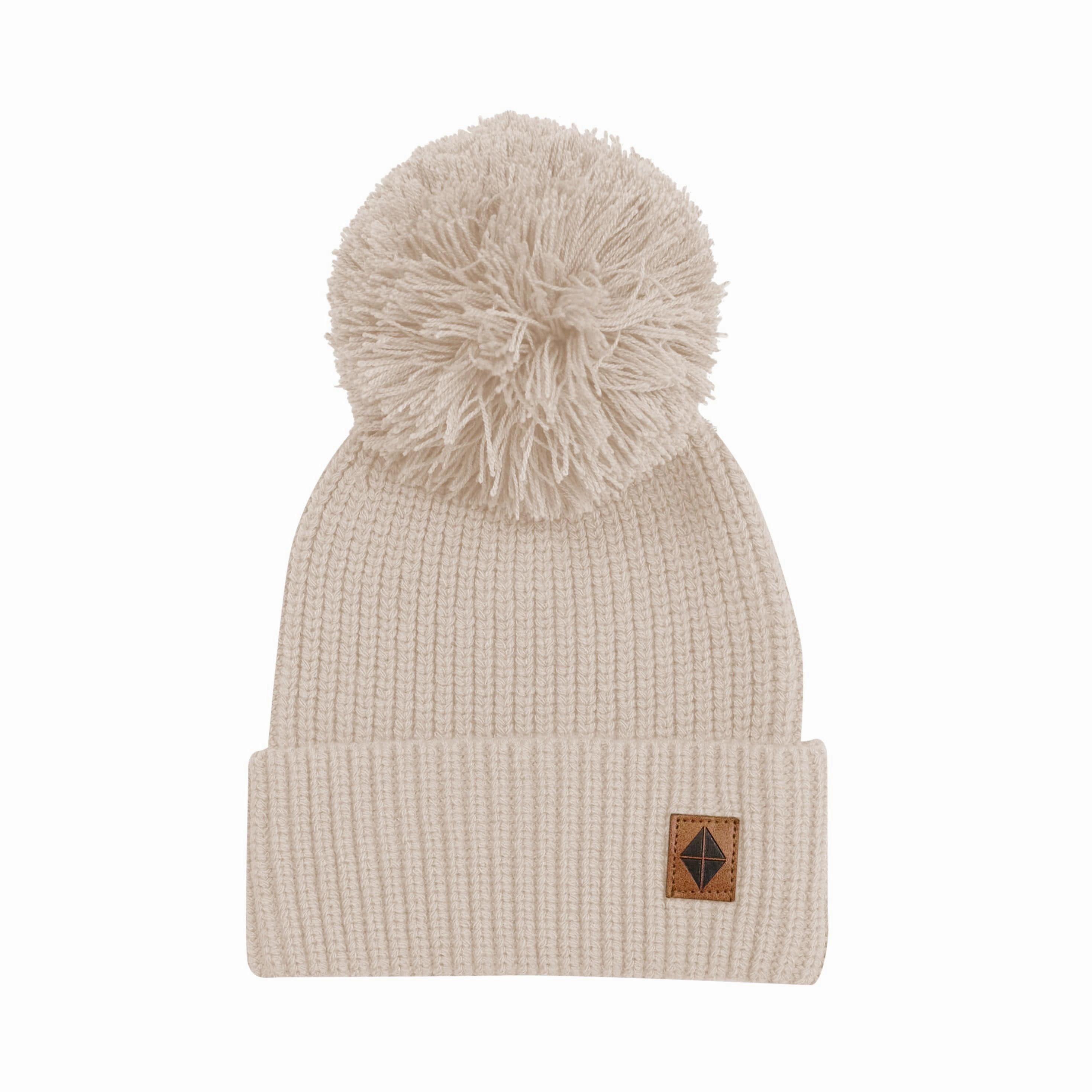 Chunky Knit Pom Beanie in Almond