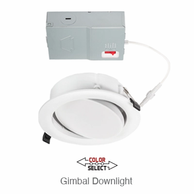 Circa 4 Inch LED Gimbal Down Light, 710 Lumens, 8W, 120V, CCT Selectable: 2700K/3000K/3500K/4000K/5000K