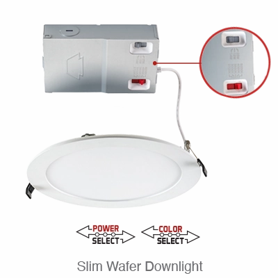 Circa 6 Inch LED Regressed Wafer Down Light, 1,290 Lumens, Wattage Selectable 10W/12W/14W, 120-277V, CCT Selectable: 2700K/3000K/3500K/4000K/5000K