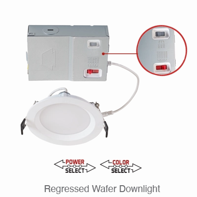Circa 8 Inch LED Recessed Wafer Down Light, 1,960 Lumens, 23W, 120V, CCT Selectable: 2700K/3000K/3500K/4000K/5000K
