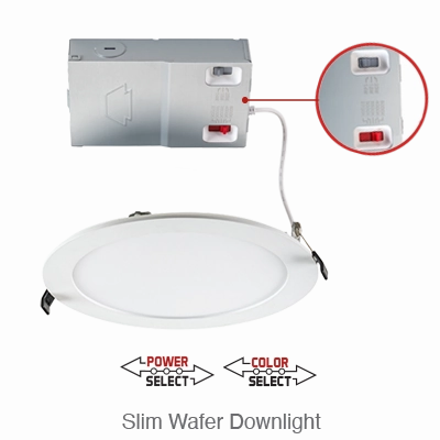 Circa 8 Inch LED Round Wafer Down Light, 1,960 Lumens, 23W, 120V, CCT Selectable: 2700K/3000K/3500K/4000K/5000K