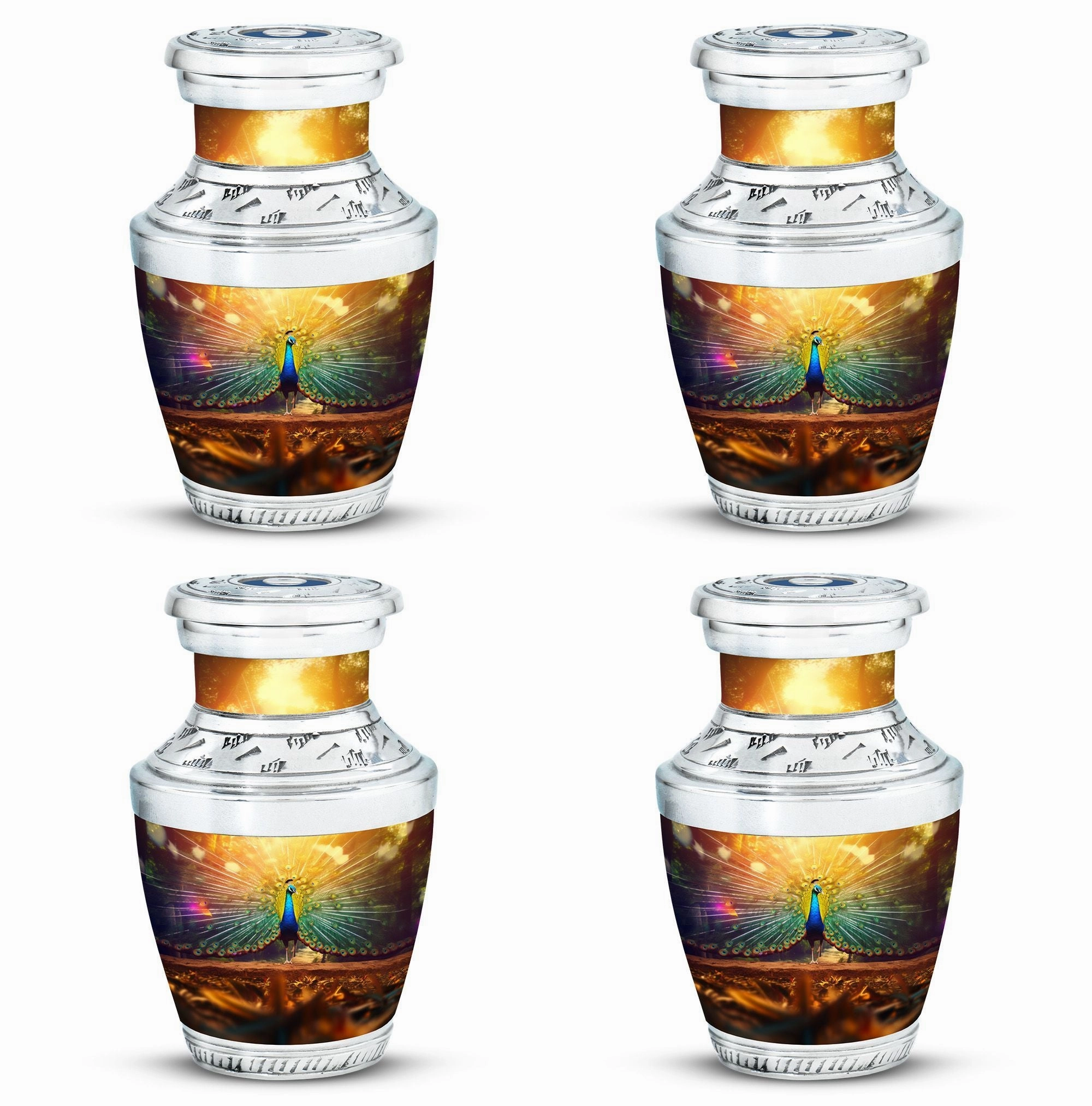 Elegant Peacock Celebration: Precious Memorial Cremation Urn