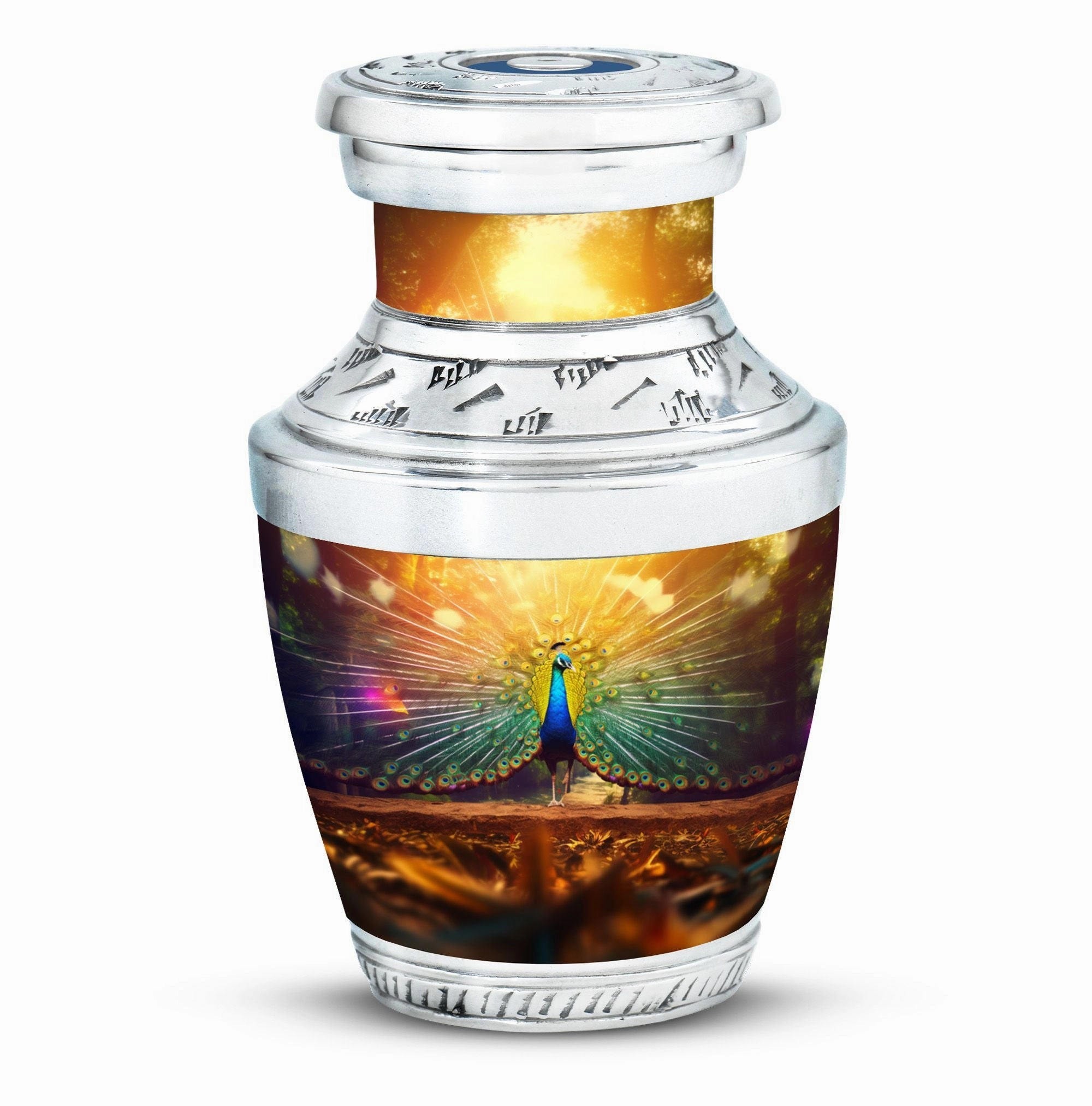 Elegant Peacock Celebration: Precious Memorial Cremation Urn