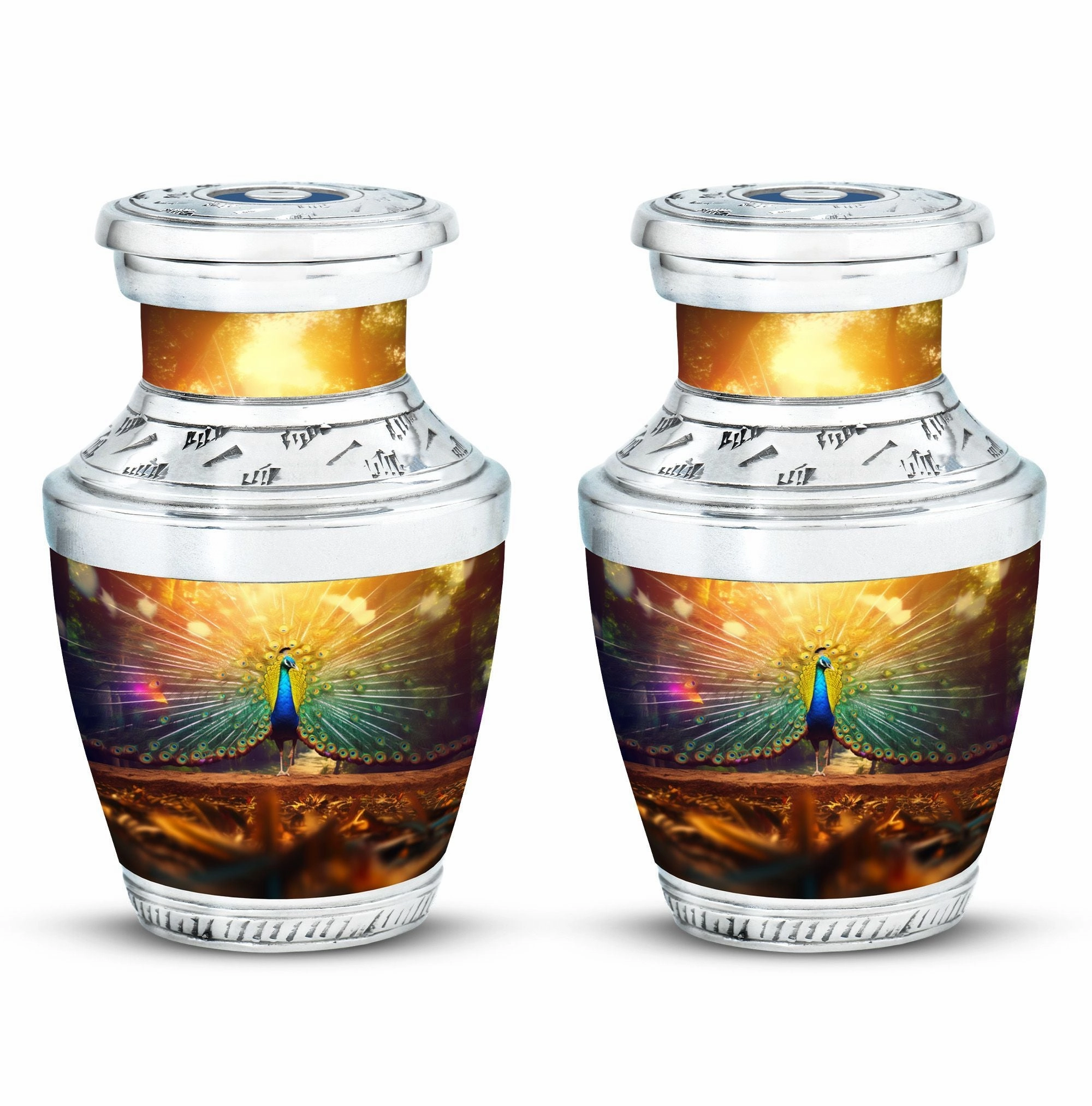 Elegant Peacock Celebration: Precious Memorial Cremation Urn
