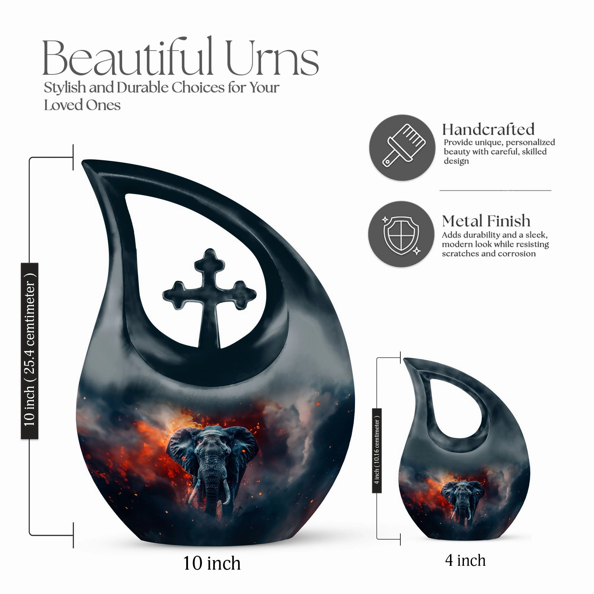 Elephant Urn - Cremation Container For Cremated Human Ashes