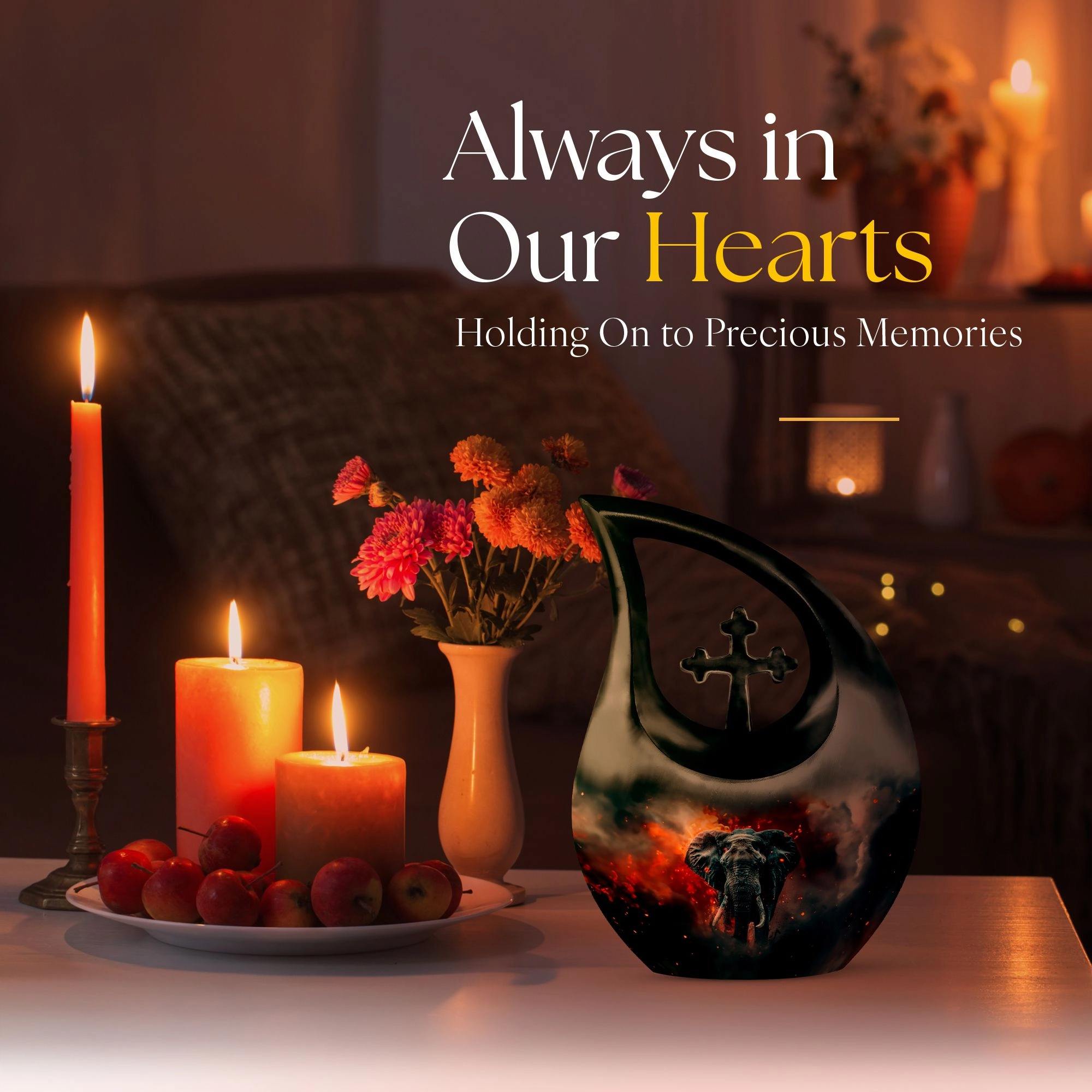 Elephant Urn - Cremation Container For Cremated Human Ashes