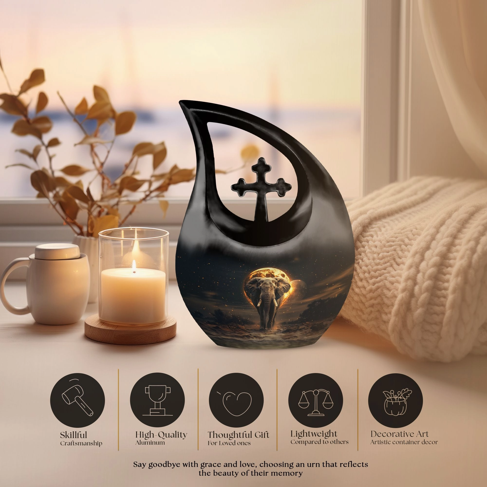 Elephant Urn: Majestic Keepsake for Men's Ashes - Memorial Piece