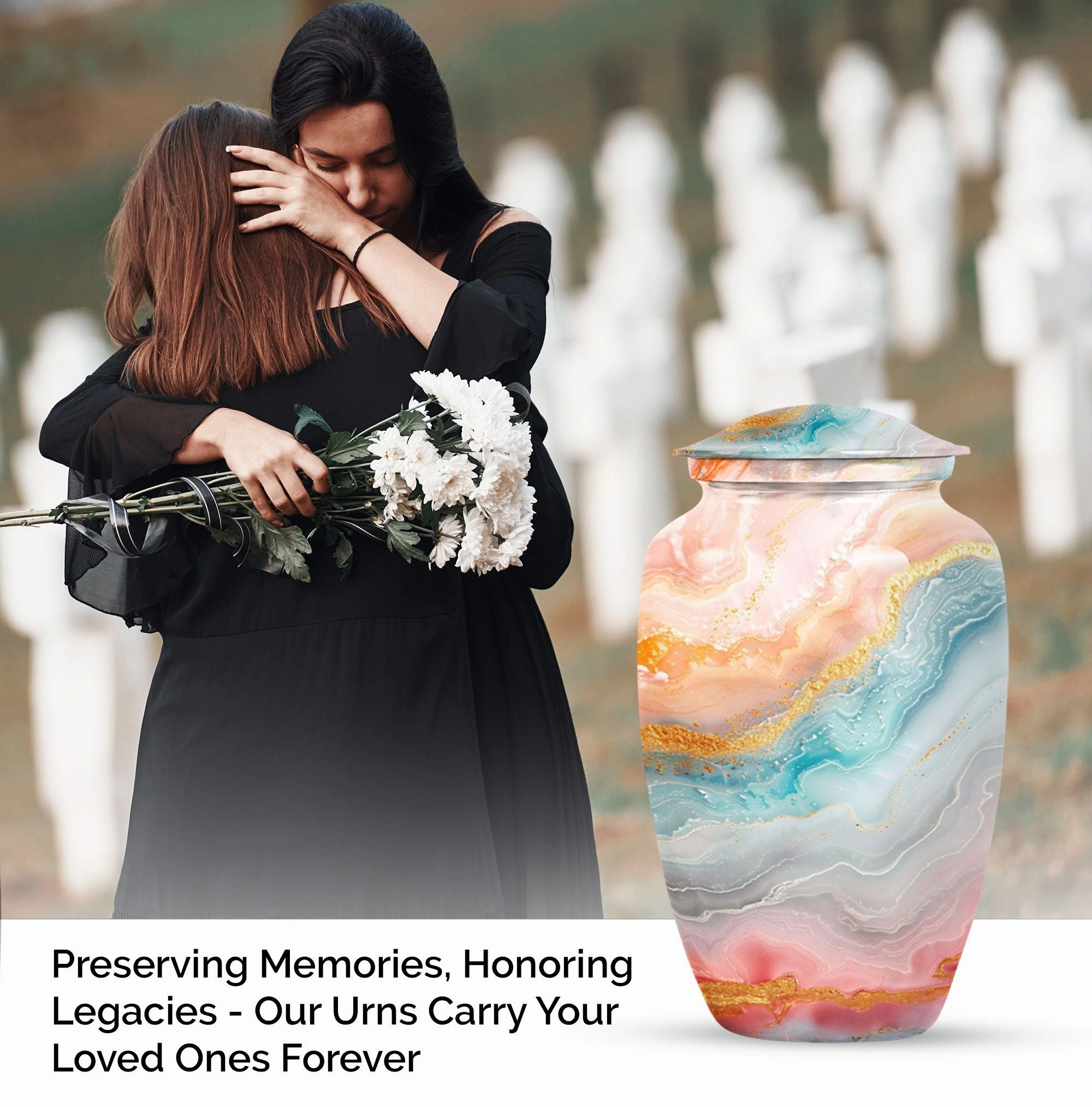 Eternal Rest Abstract Urn - Human Memorial Urn 200 Cubic Inches