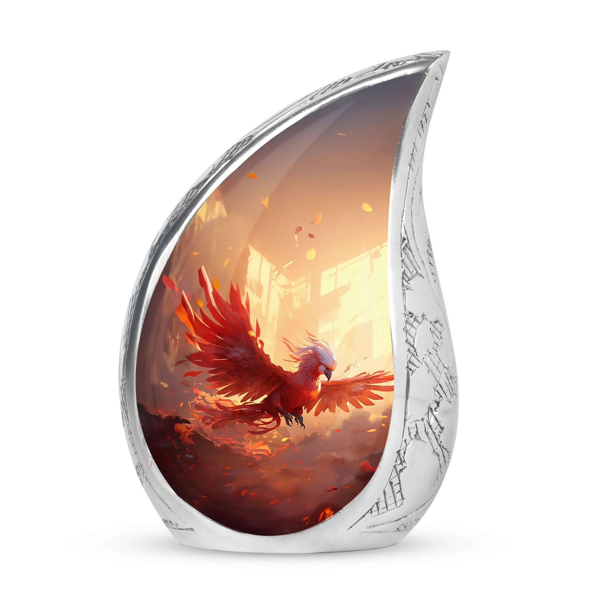 Eternal Solace: Red Phoenix Memorial Urn | Phoenix Cremation Urn