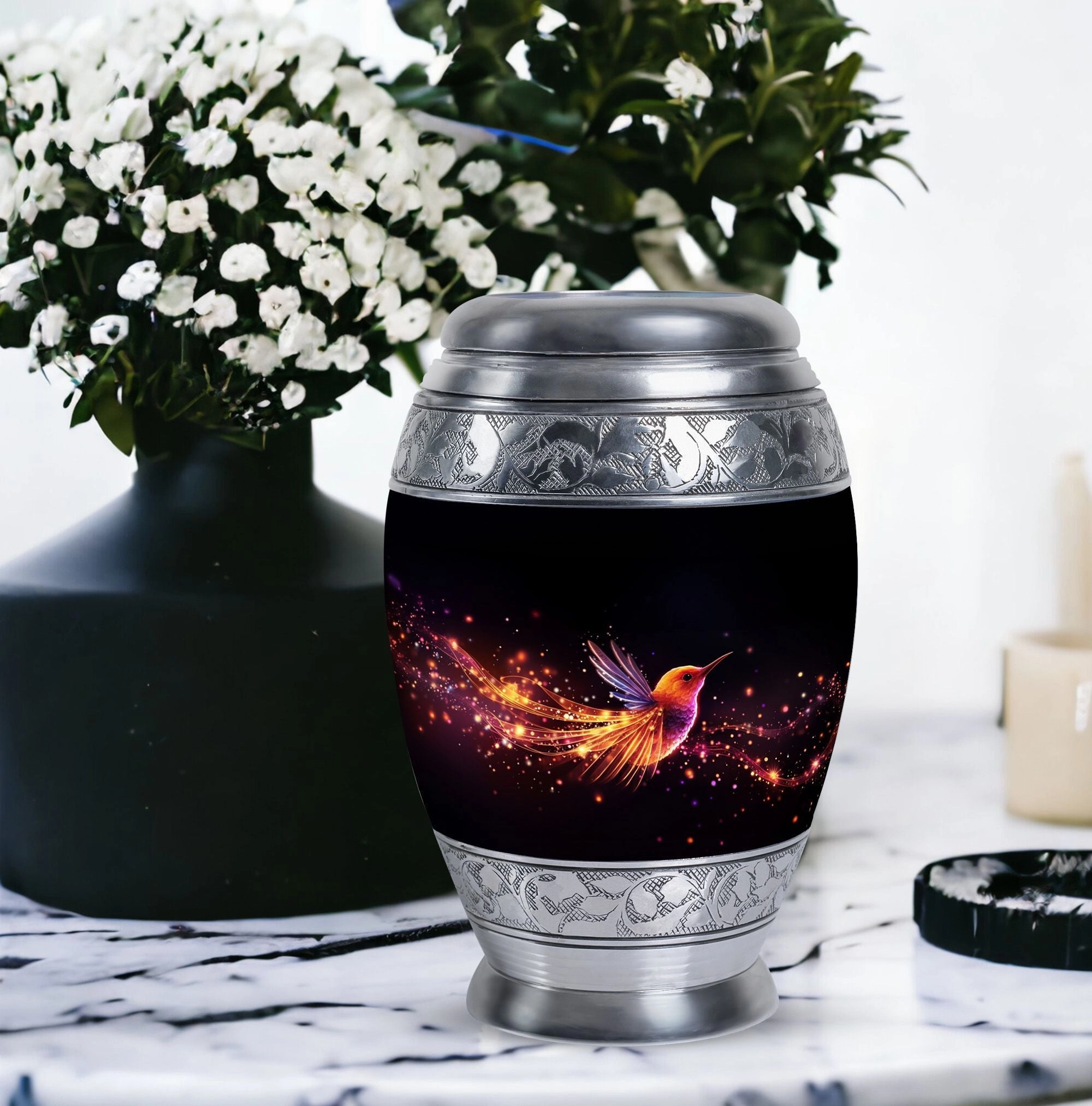 Evermore Beacon - Cremation Urn, A Colorful Sparrow Memorial