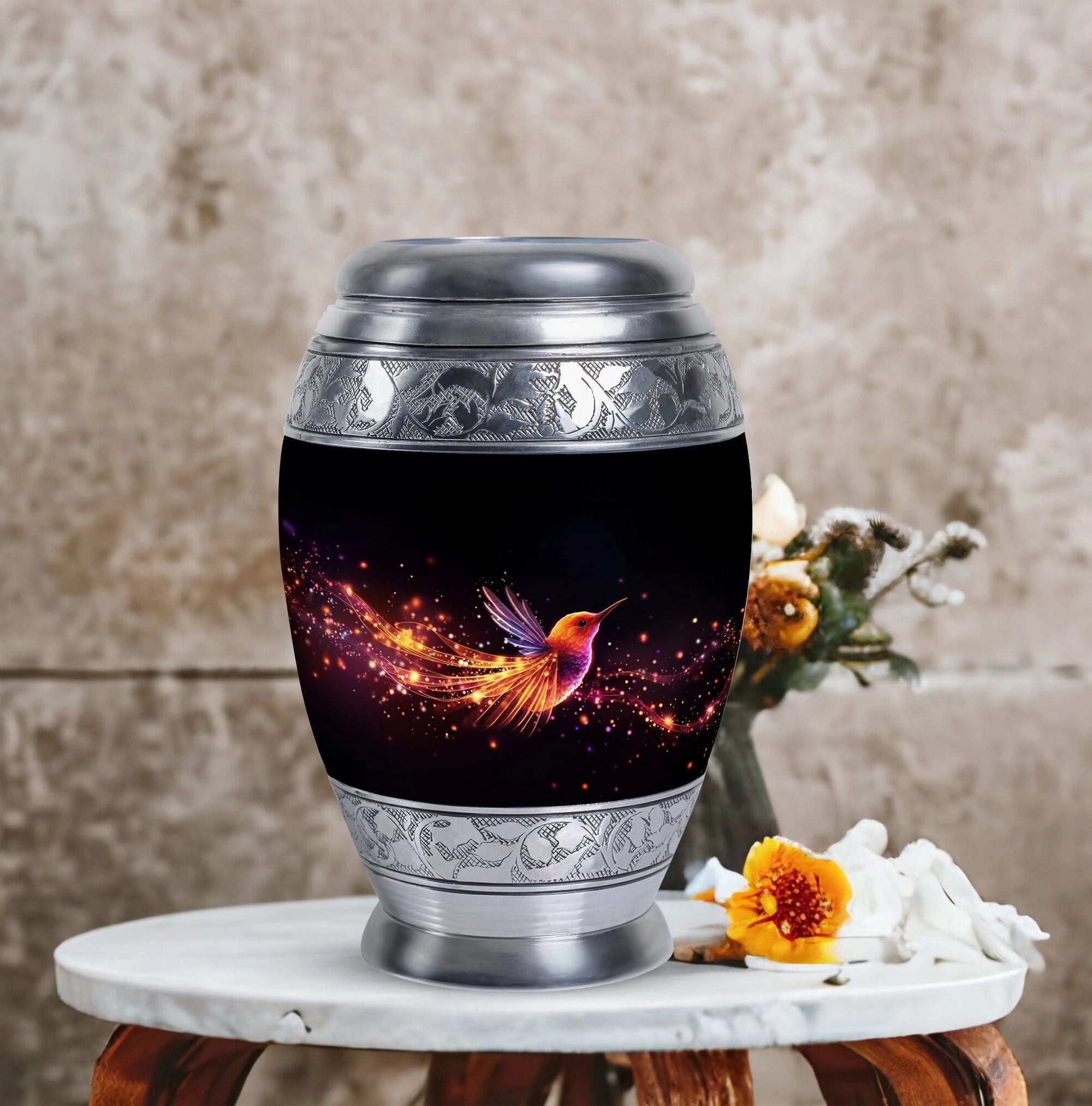 Evermore Beacon - Cremation Urn, A Colorful Sparrow Memorial