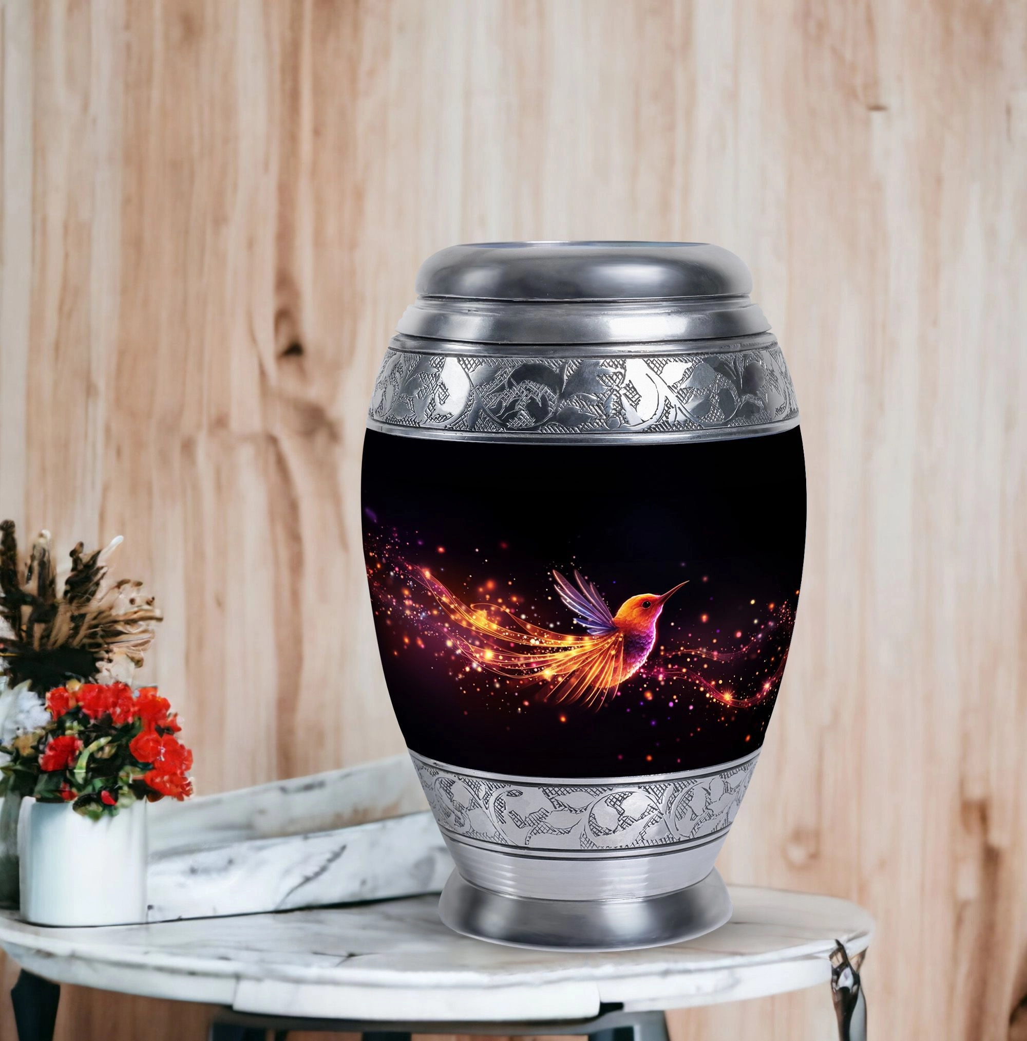 Evermore Beacon - Cremation Urn, A Colorful Sparrow Memorial