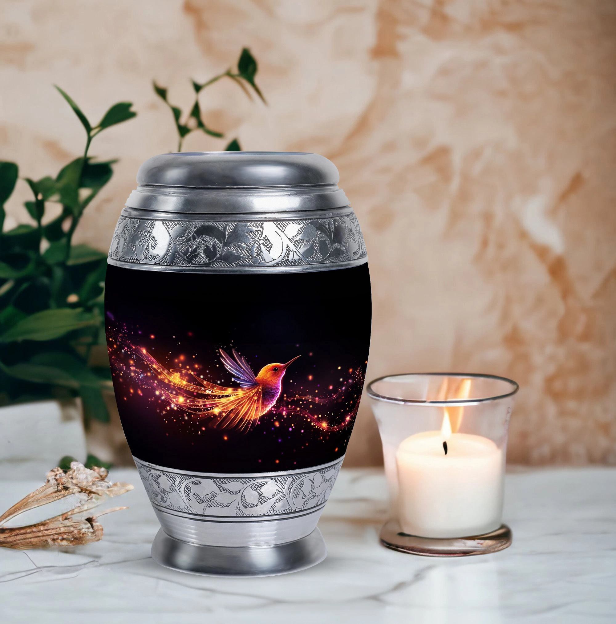 Evermore Beacon - Cremation Urn, A Colorful Sparrow Memorial