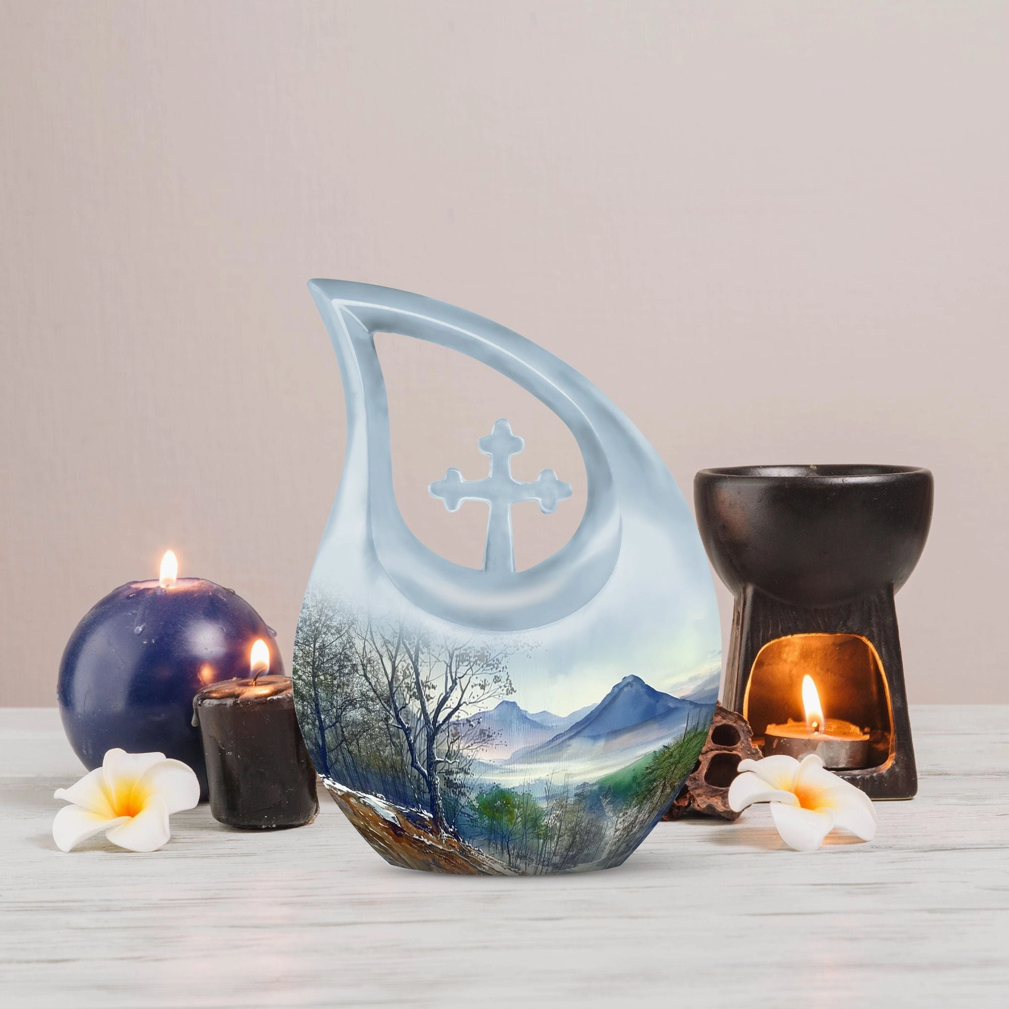 Mountains Urn: Unique Large Cremation Urn for Human Remains