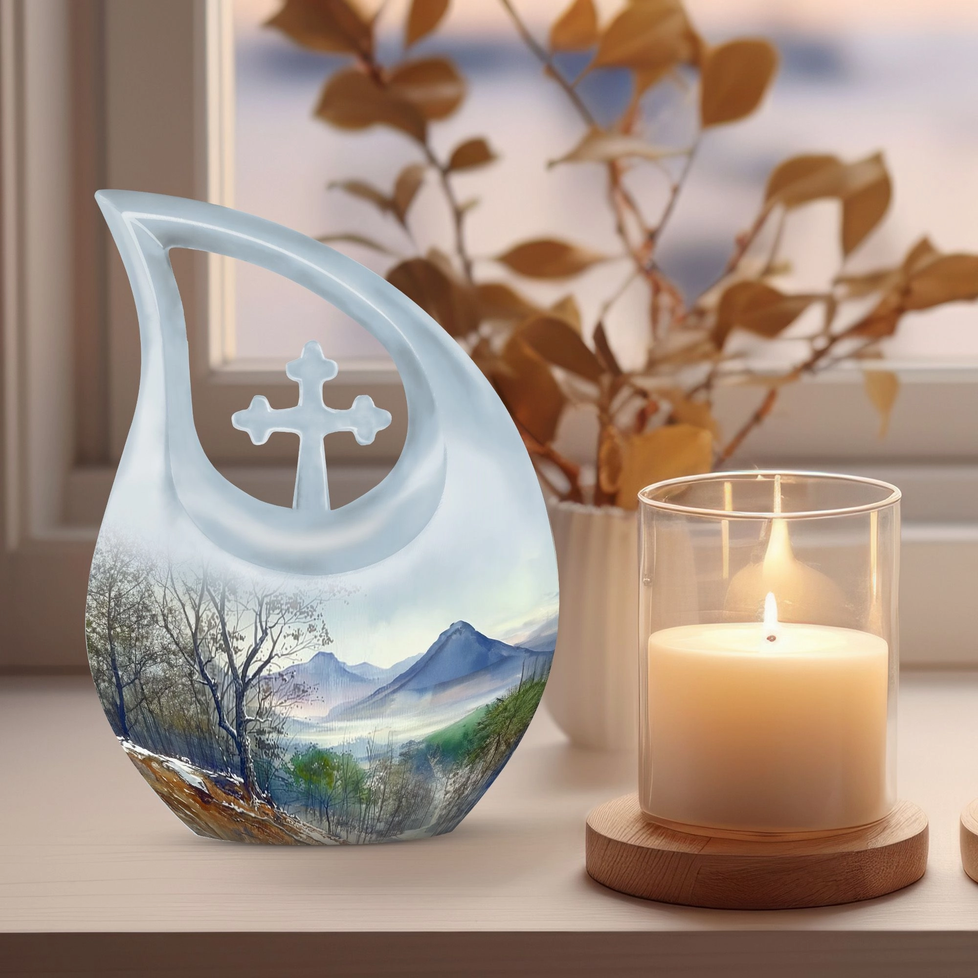 Mountains Urn: Unique Large Cremation Urn for Human Remains