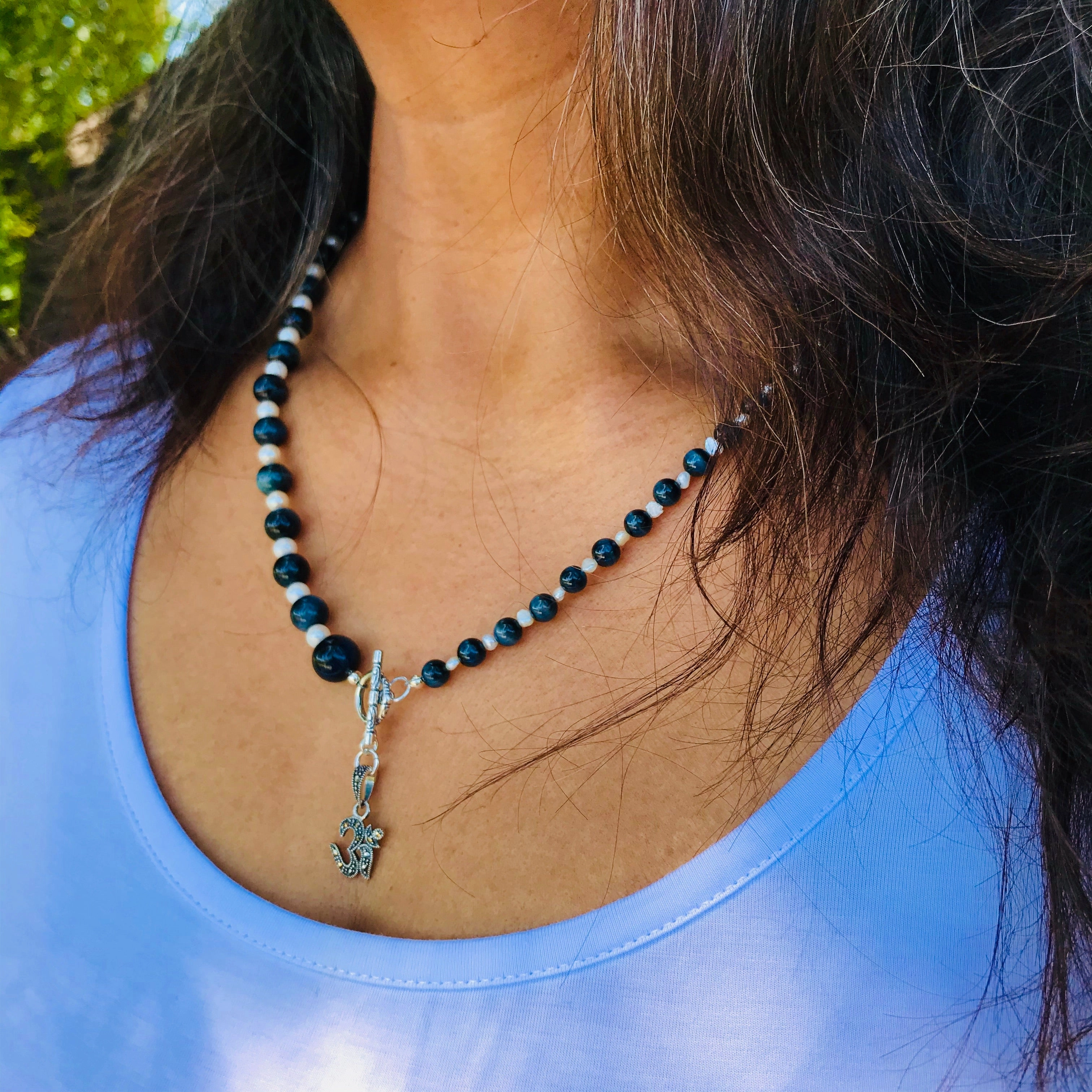 Nisha Tiger's Eye Om Necklace