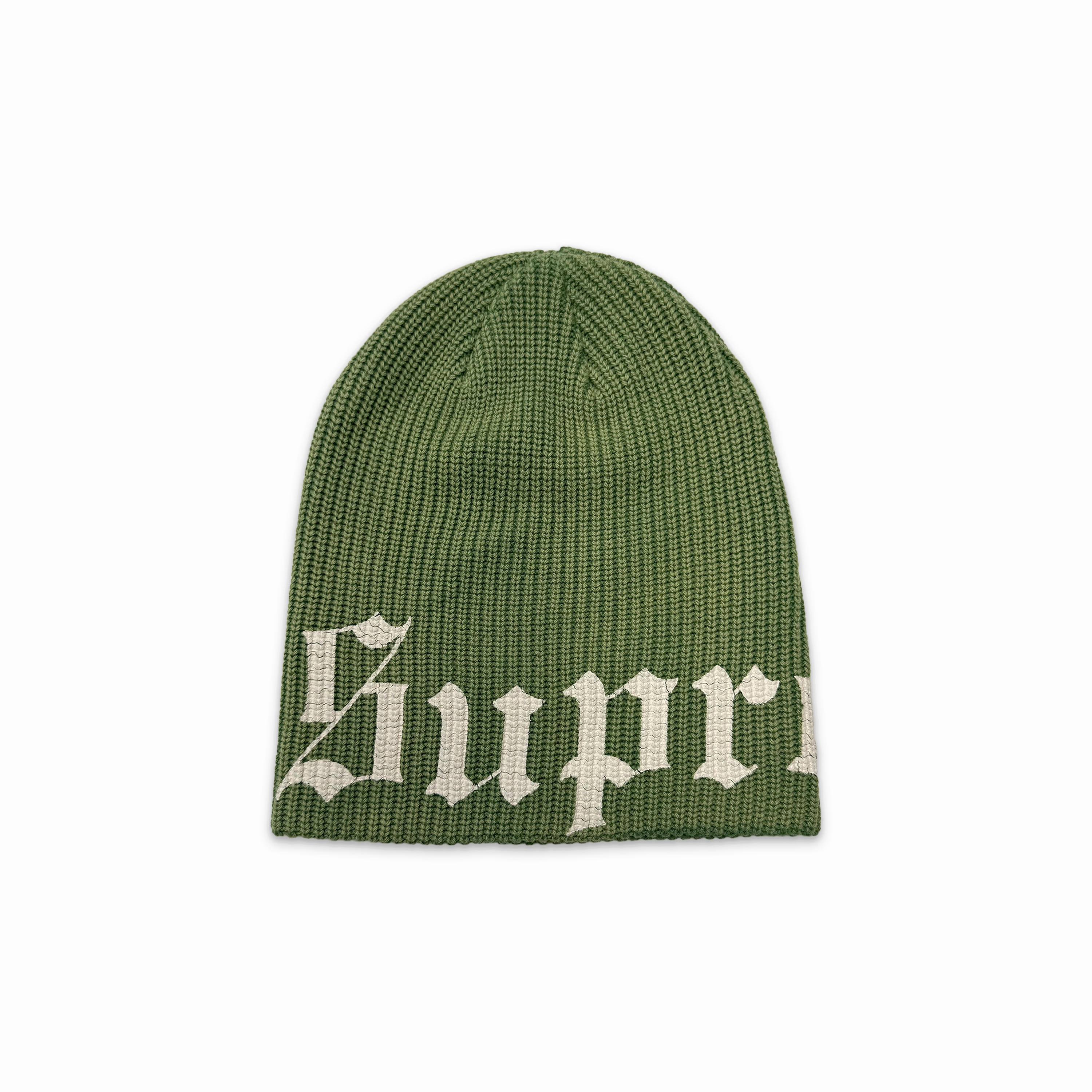 Old English Printed Beanie Green