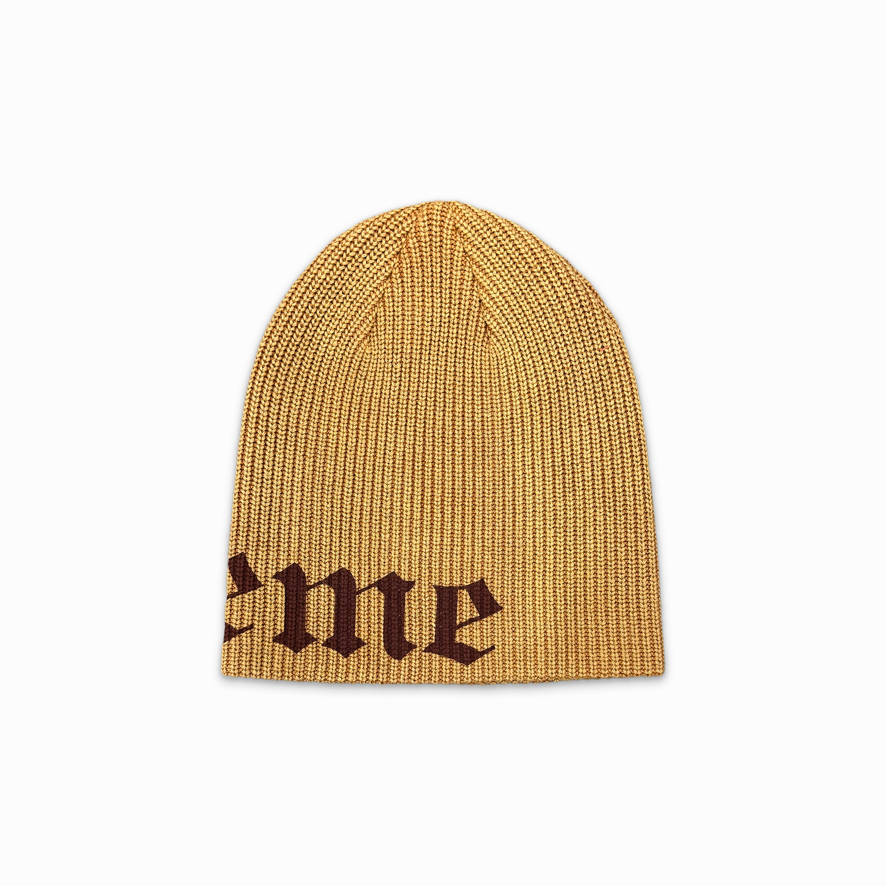 Old English Printed Beanie Tan