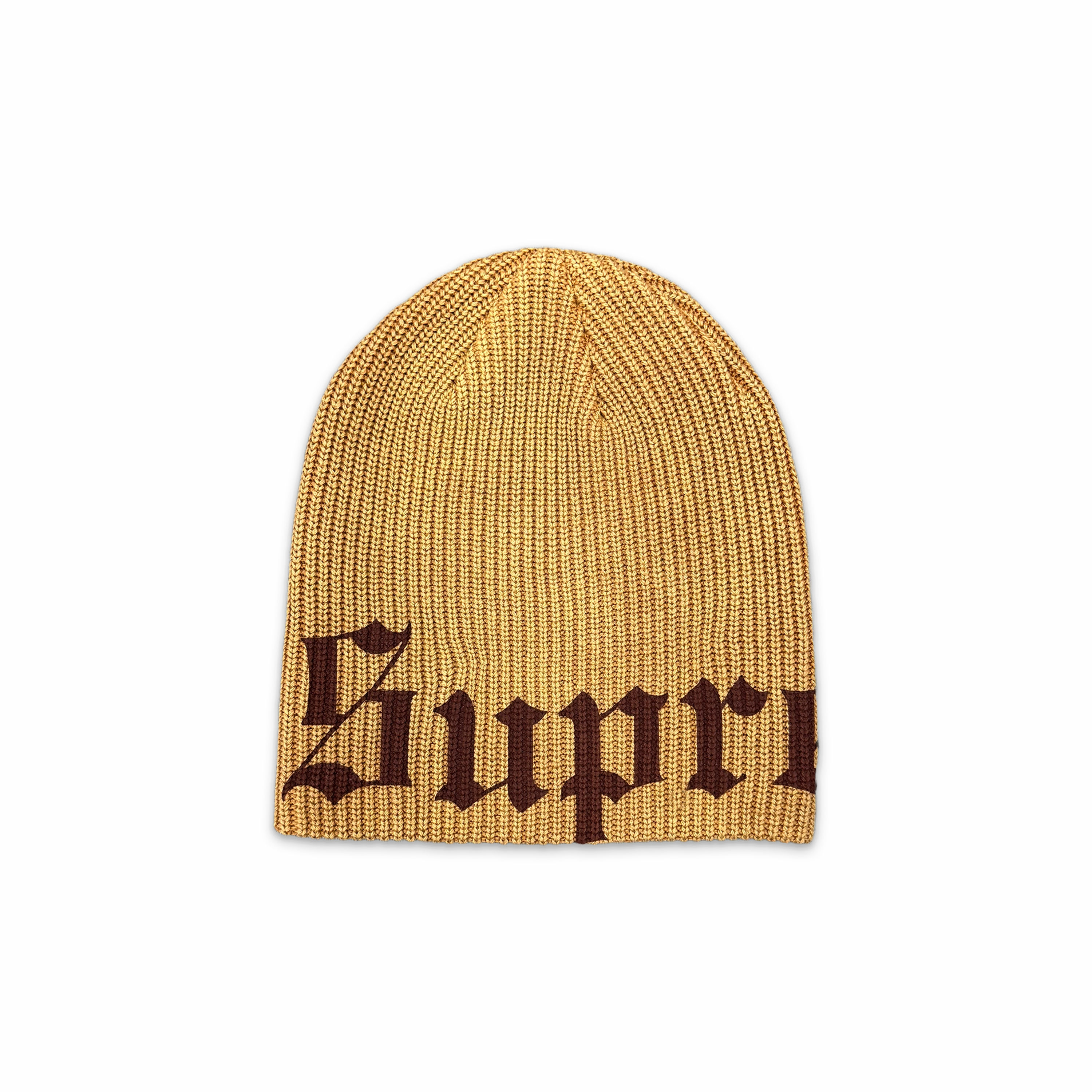 Old English Printed Beanie Tan