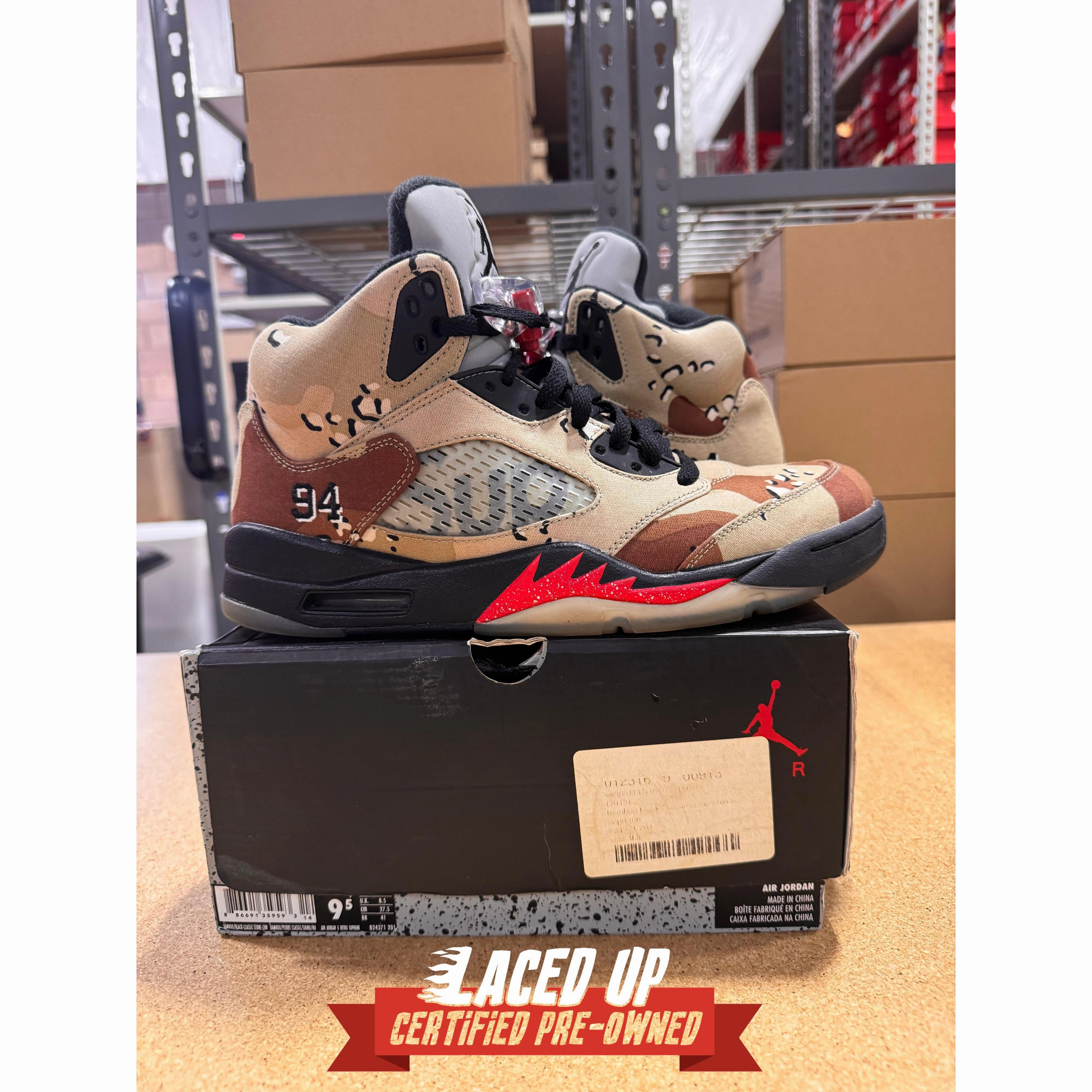 PRE OWNED Jordan 5 Retro Supreme Desert Camo