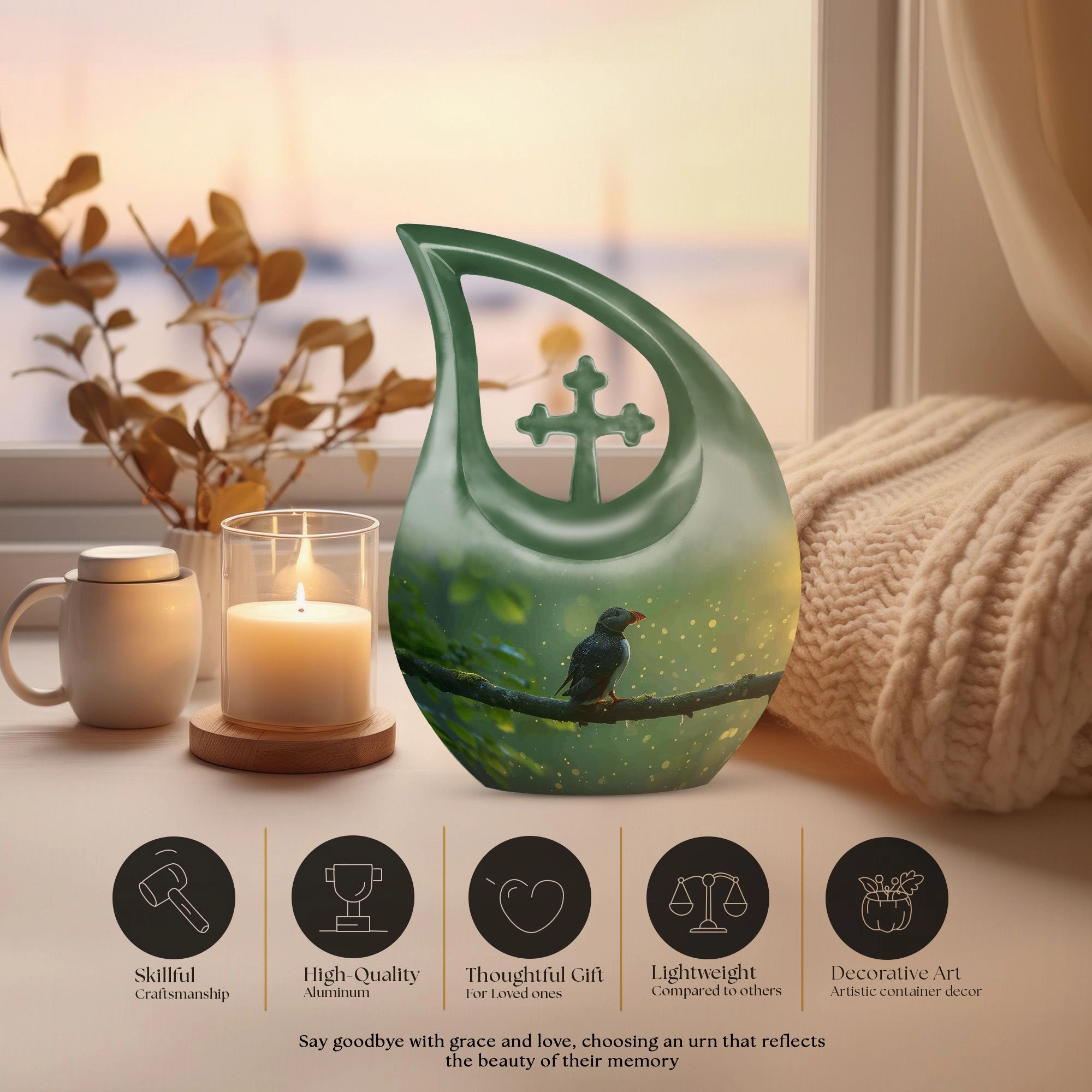 Puffin Bird Tribute: Personalized Memorial Urn For Ashes