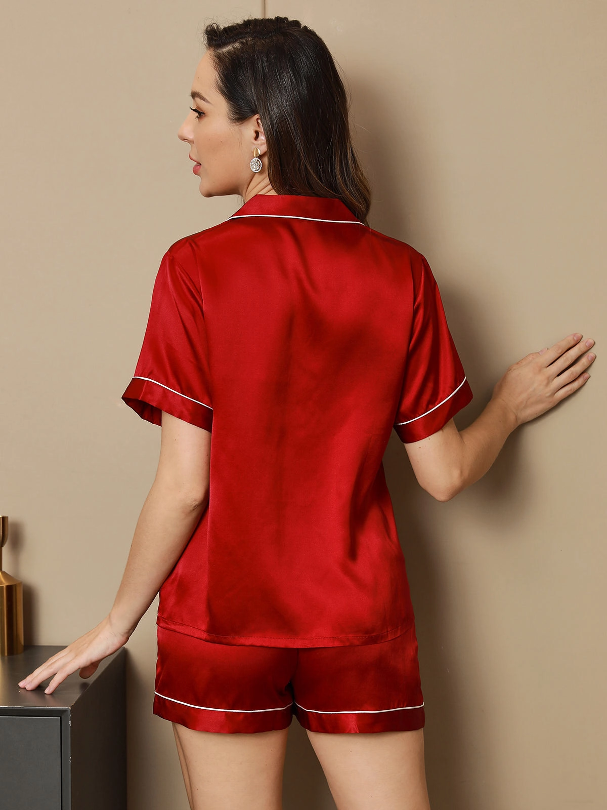 Pure Silk Pajamas Short Pjs Set 2Pcs