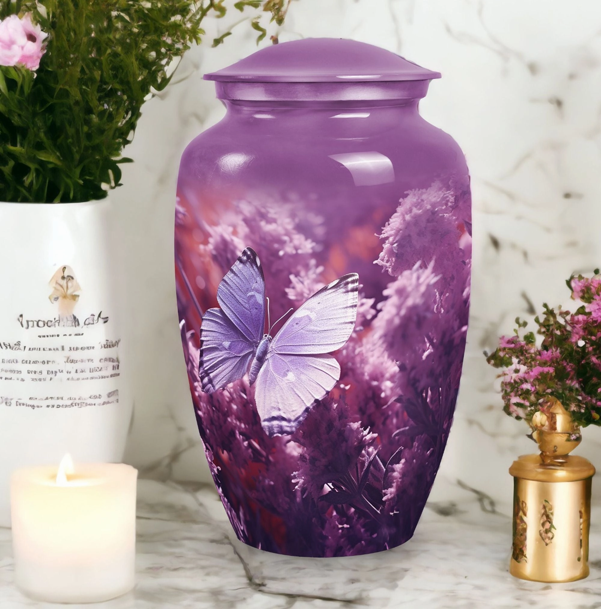 Purple Butterflies Memorial Urn - A Unique Remembrance Solution
