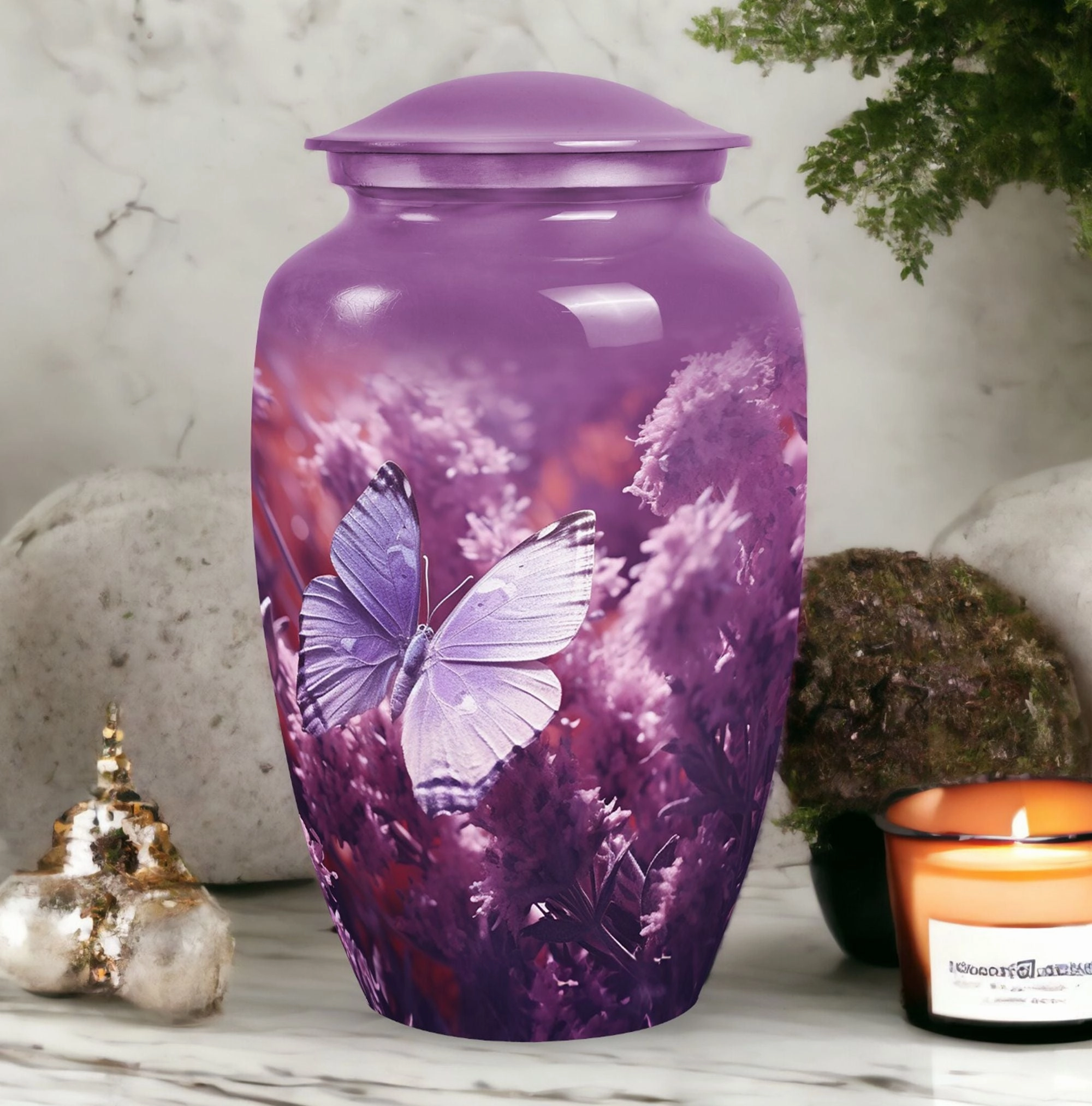 Purple Butterflies Memorial Urn - A Unique Remembrance Solution