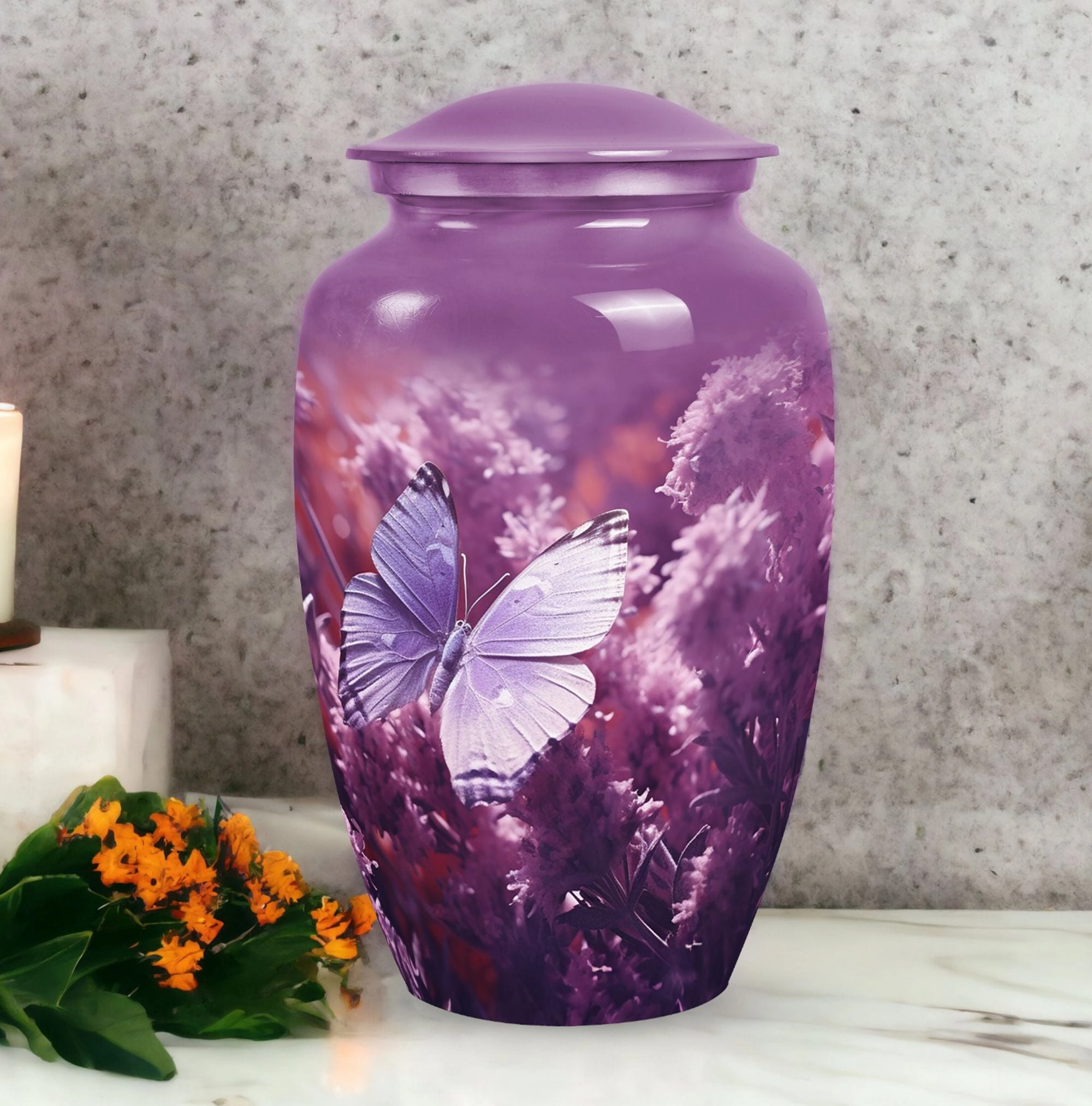Purple Butterflies Memorial Urn - A Unique Remembrance Solution