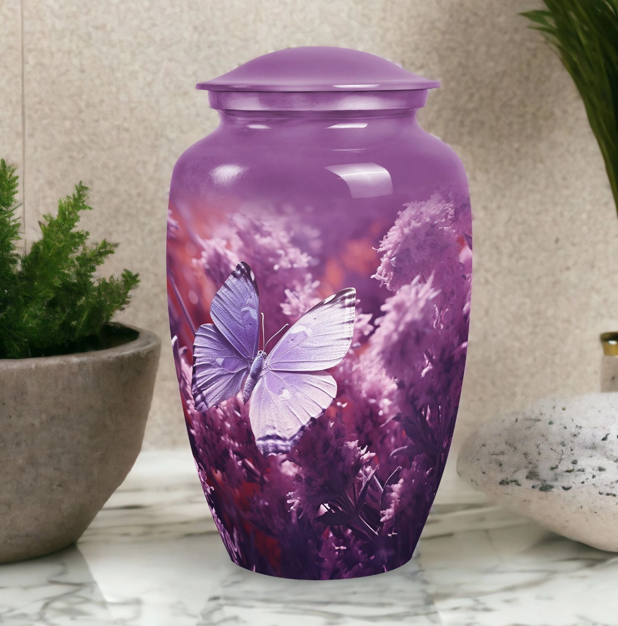 Purple Butterflies Memorial Urn - A Unique Remembrance Solution