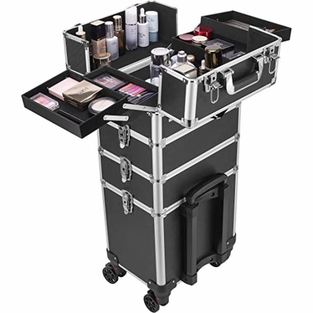 ROLLING PORTABLE MAKEUP CASE- LARGE