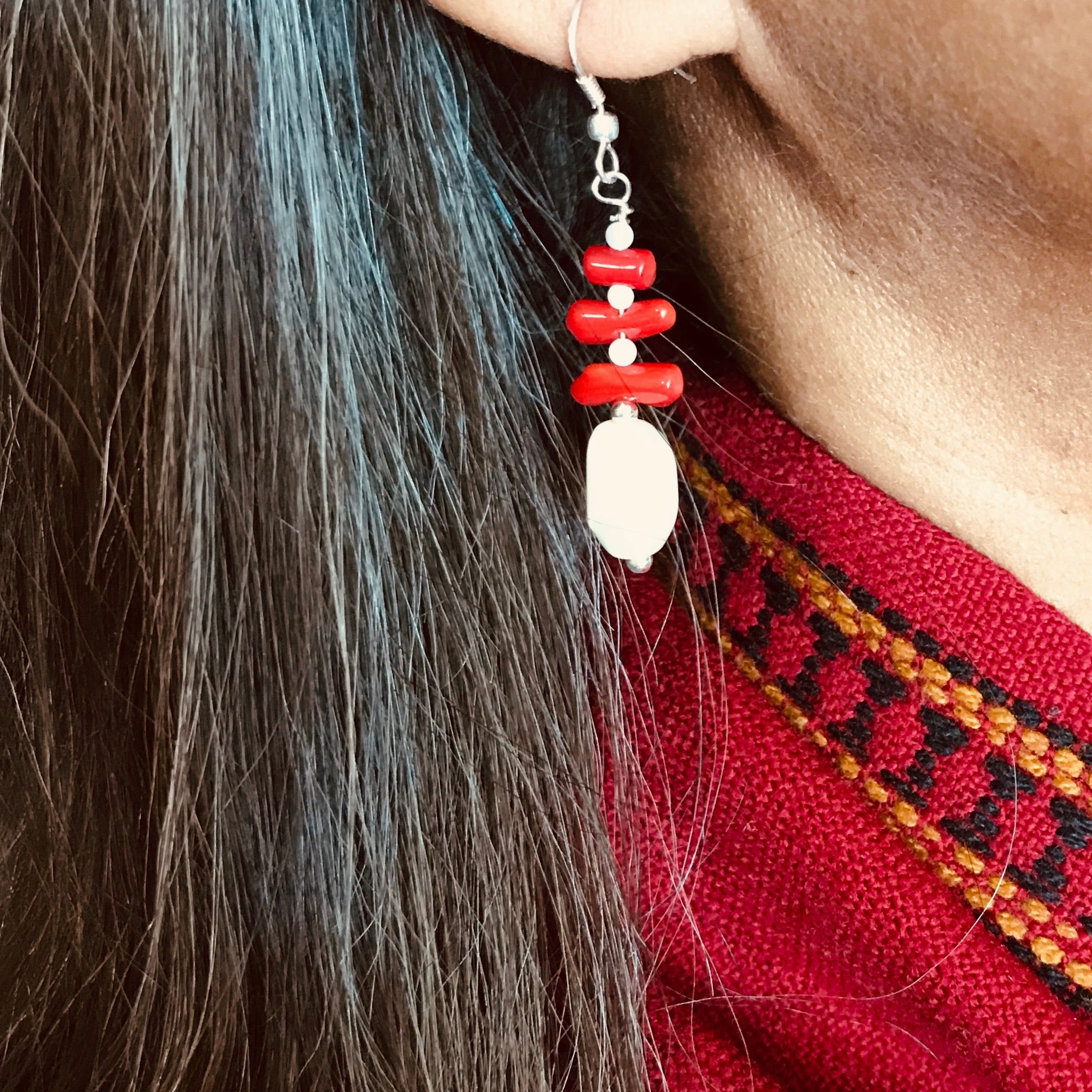 Rupa Red Coral Earrings