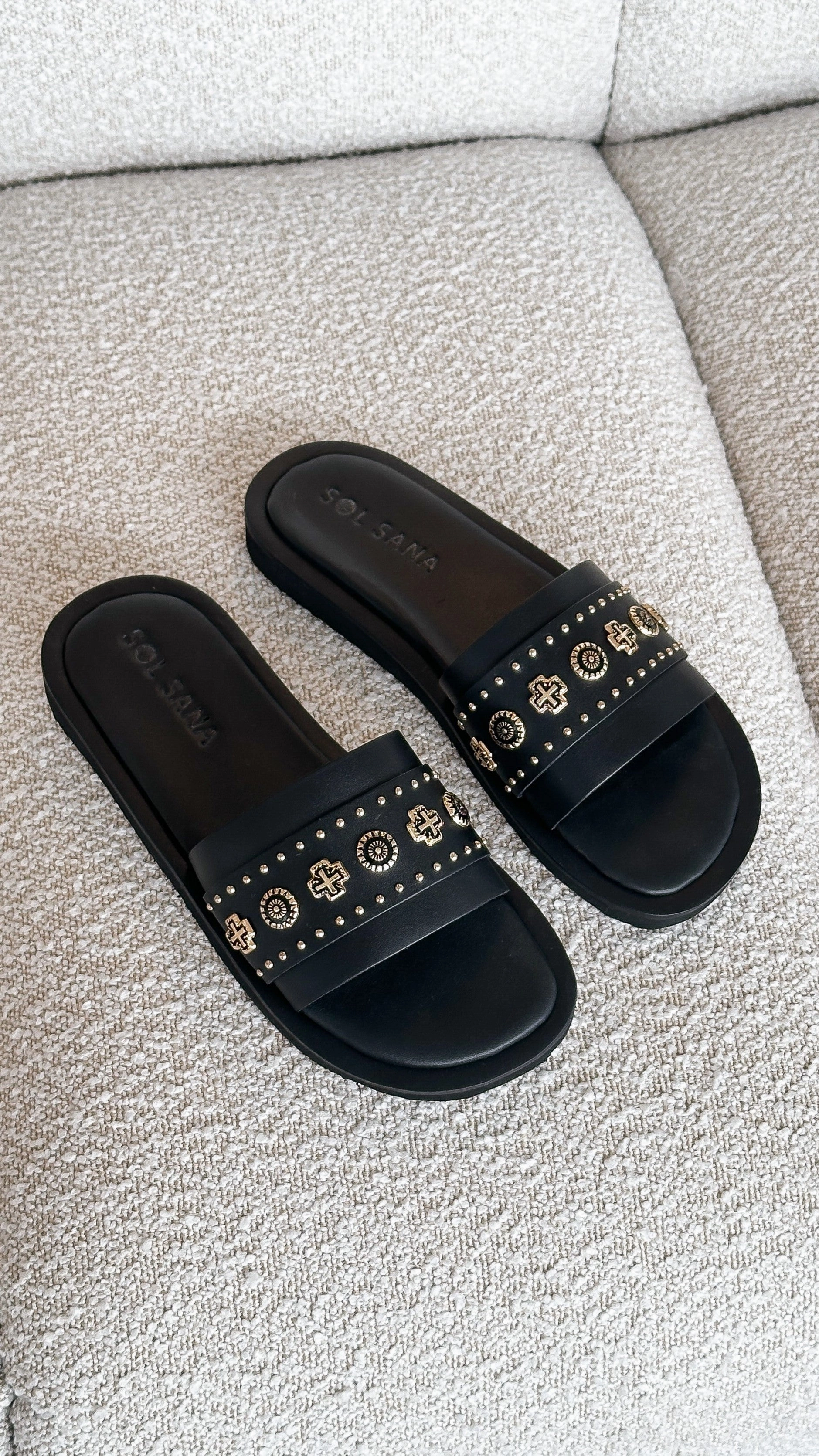 Sol Sana Cleo Slide - Black / Gold