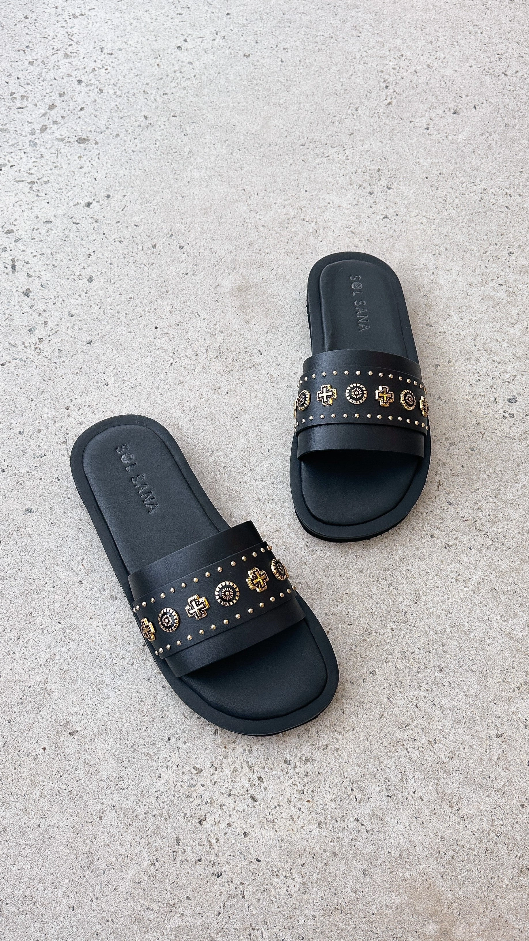 Sol Sana Cleo Slide - Black / Gold