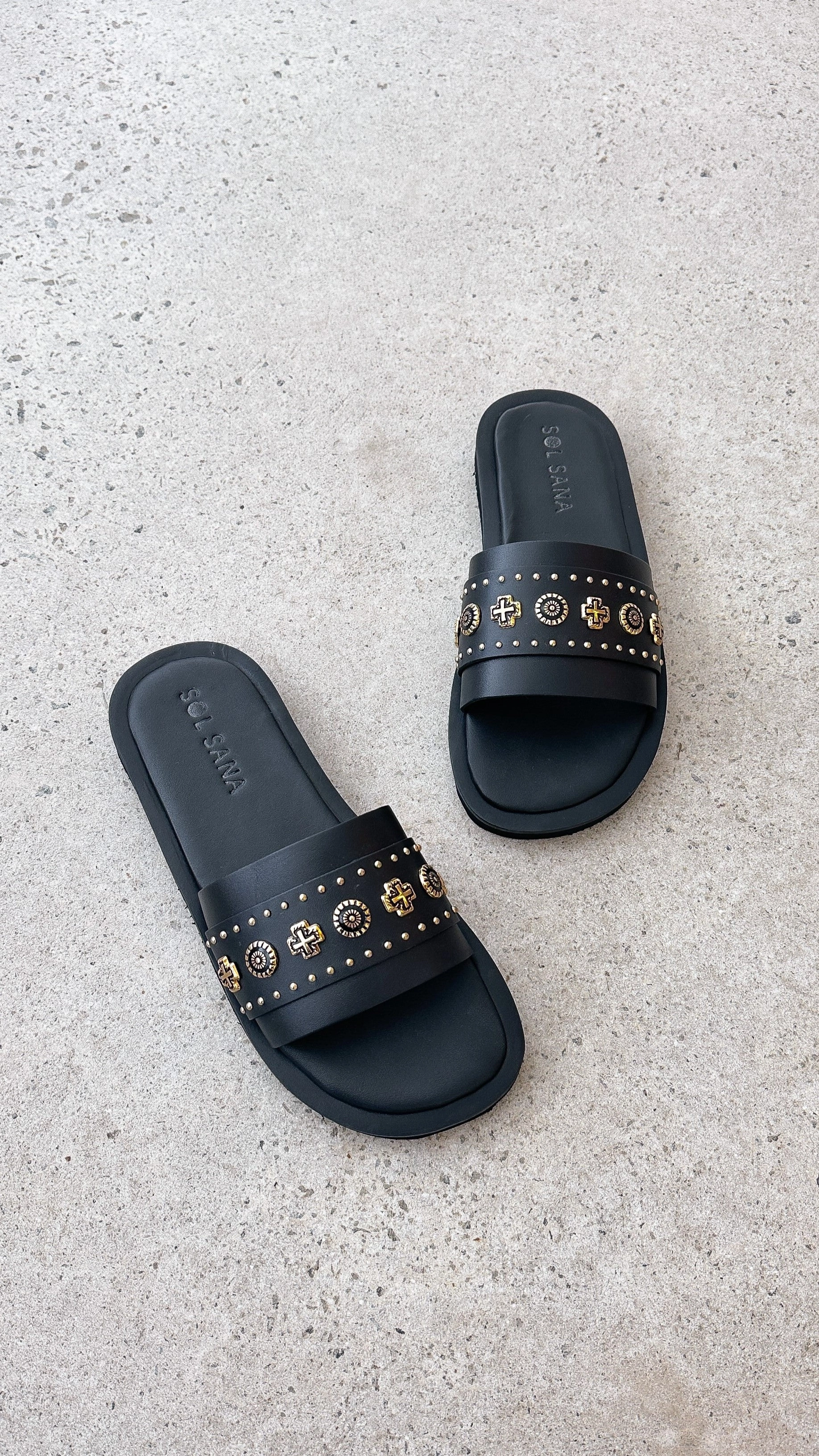 Sol Sana Cleo Slide - Black / Gold