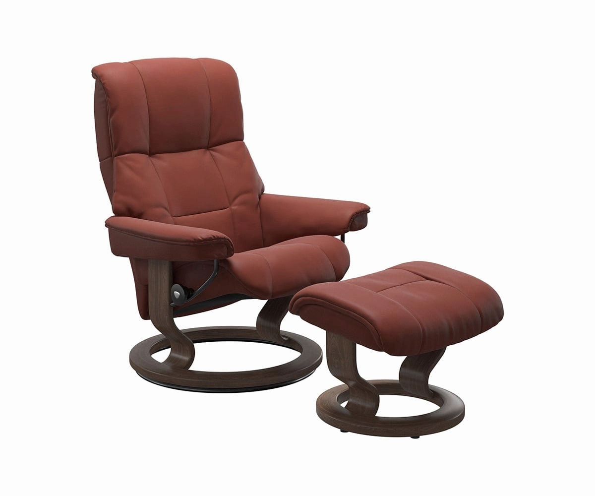 Stressless® Mayfair Recliner & Ottoman - Dark Henna
