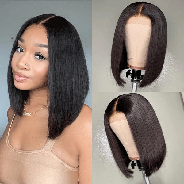 Supreme 13A Celebrity-Grade 100% Unprocessed Human Hair 6X4 Bob Cut Wig (Middle Part 14 inch)- Renee